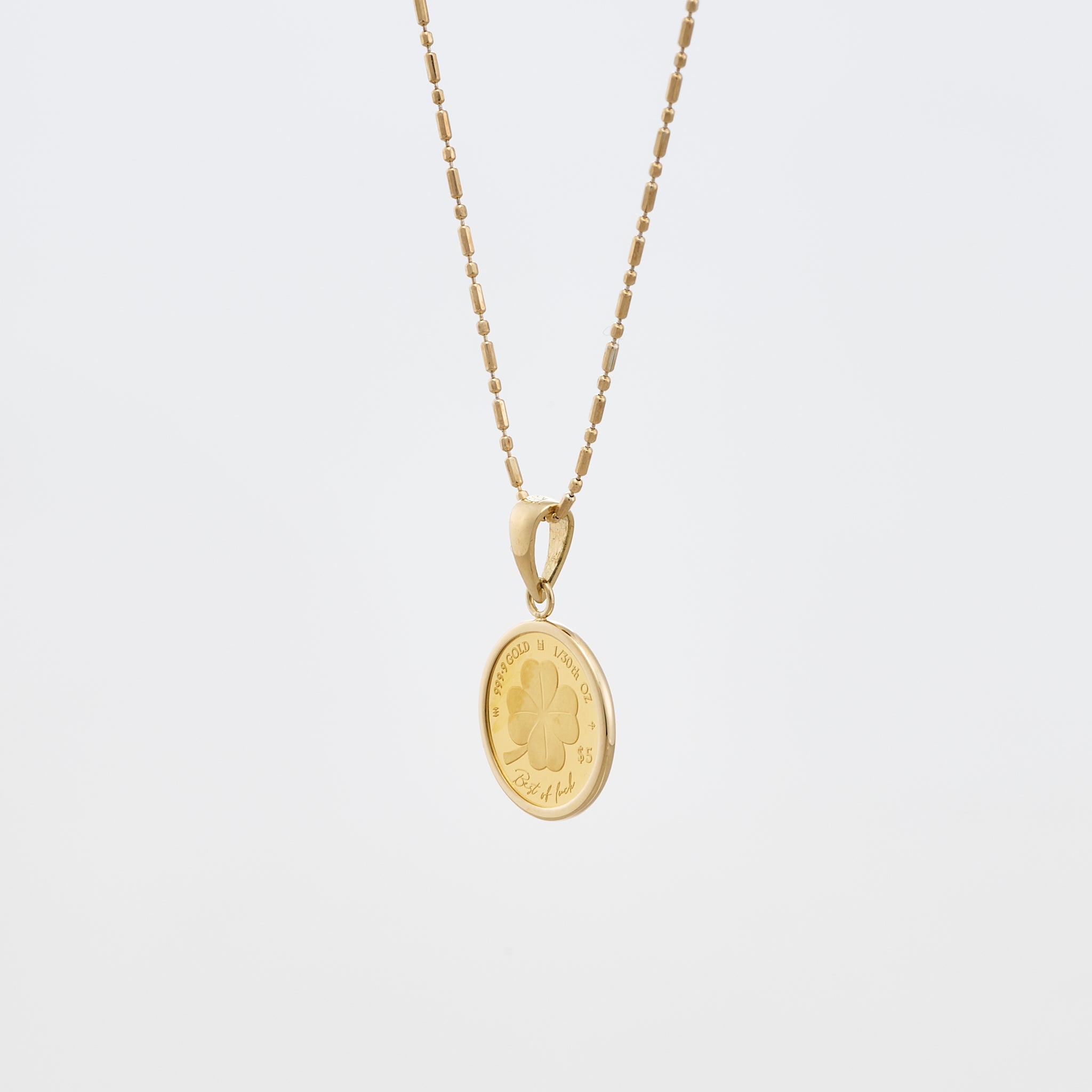 K24/K18ペンダント(純金/コイン/クローバーモチーフ/1/30oz)《25V04004》