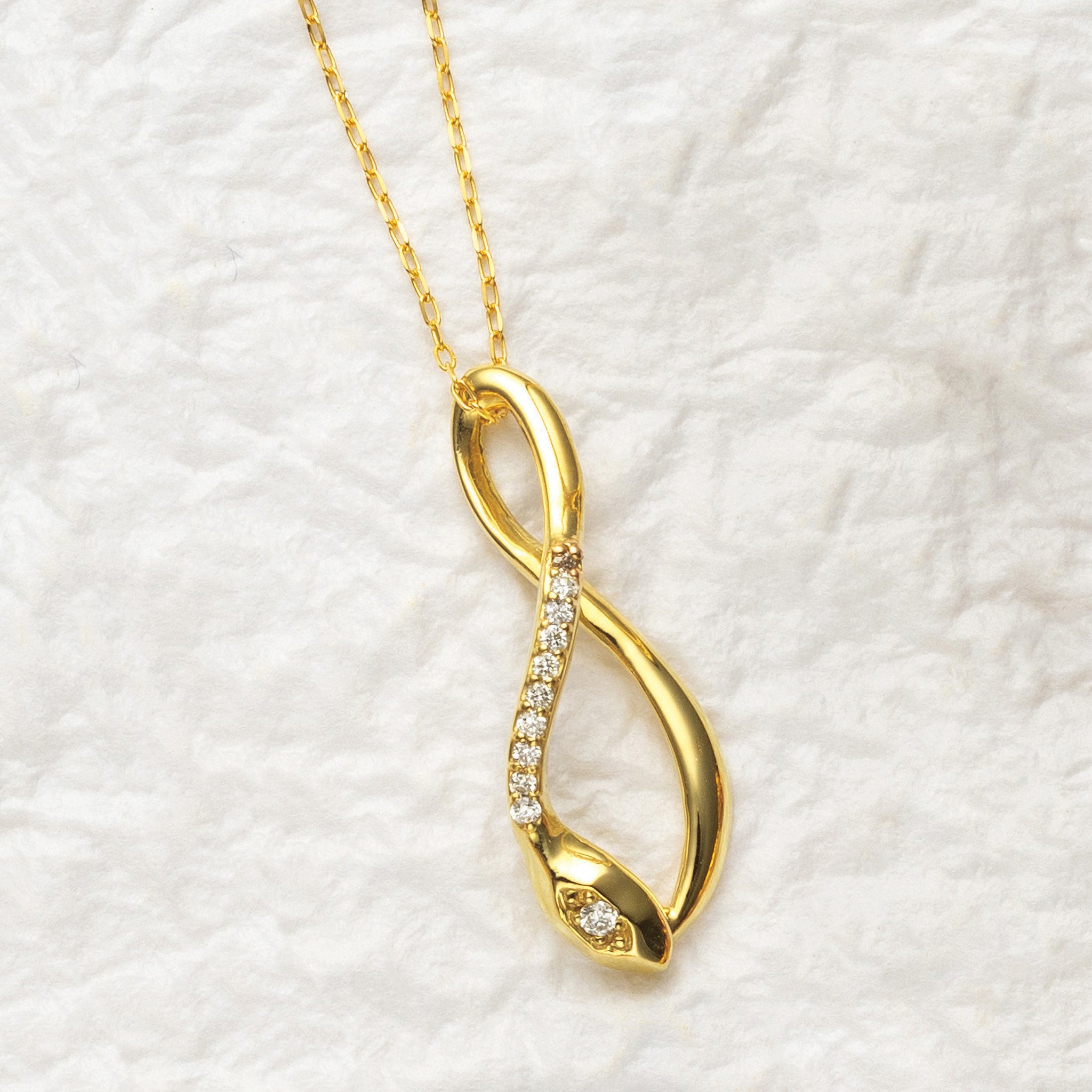 ダイヤモンド K18ネックレス(ヘビモチーフ/4月誕生石)《25V04203》