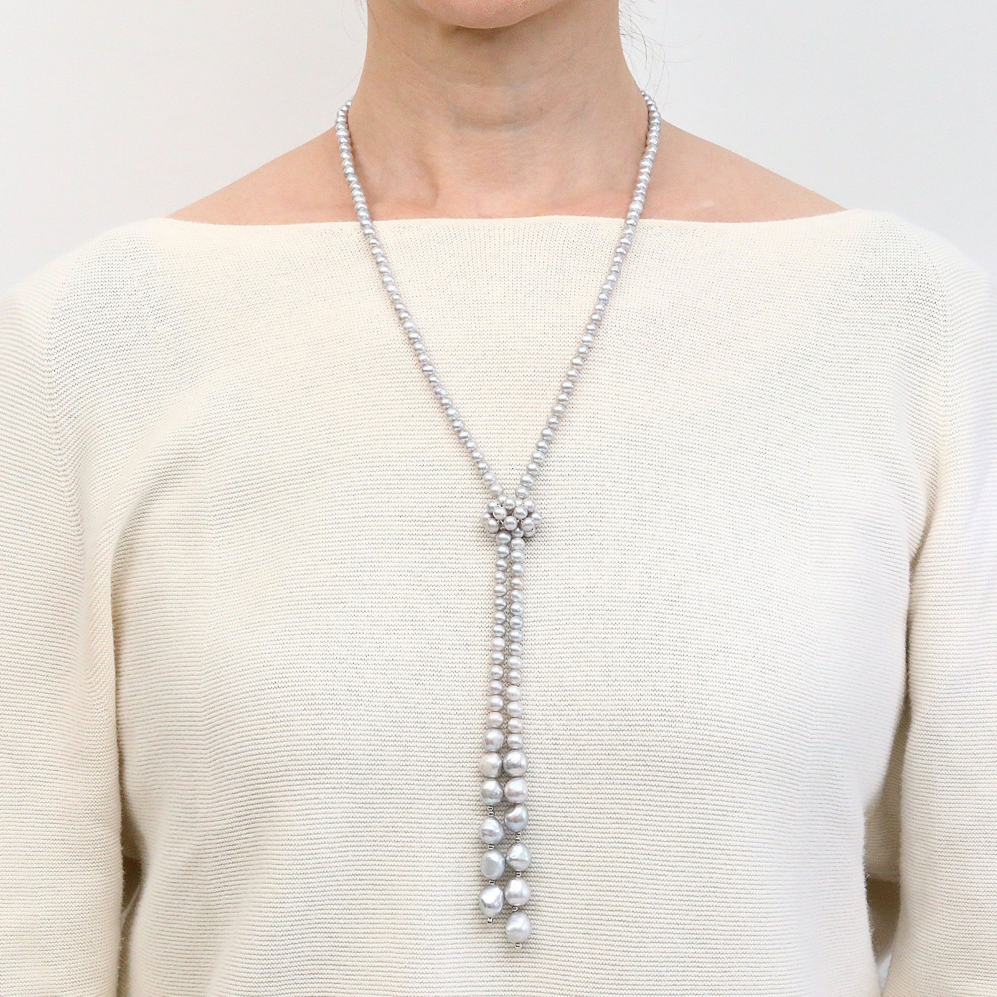 【限定40点】パール ネックレス(淡水真珠/淡水パールパーツ付/ロング/90cm/6月誕生石)《25V04702》