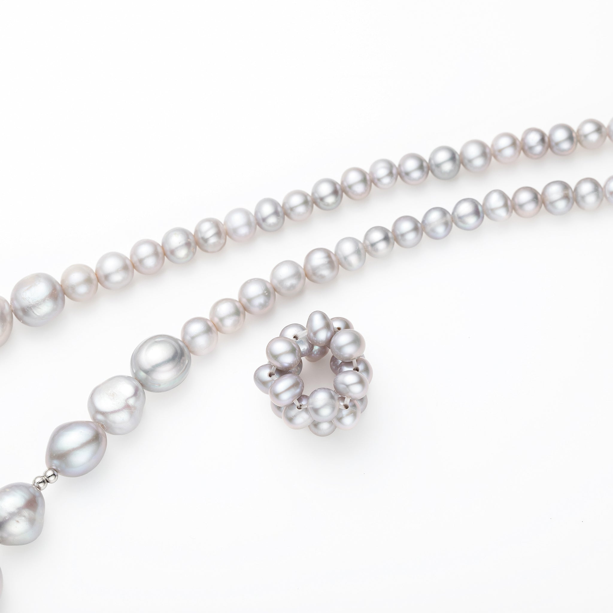 【限定40点】パール ネックレス(淡水真珠/淡水パールパーツ付/ロング/90cm/6月誕生石)《25V04702》