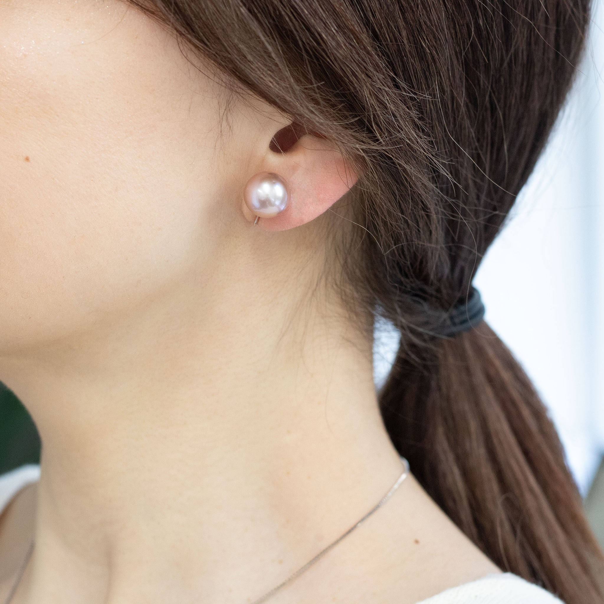 パール シルバーイヤリング(淡水真珠/ピンクパープル系/フラワーモチーフ/6月誕生石)《26A00203》