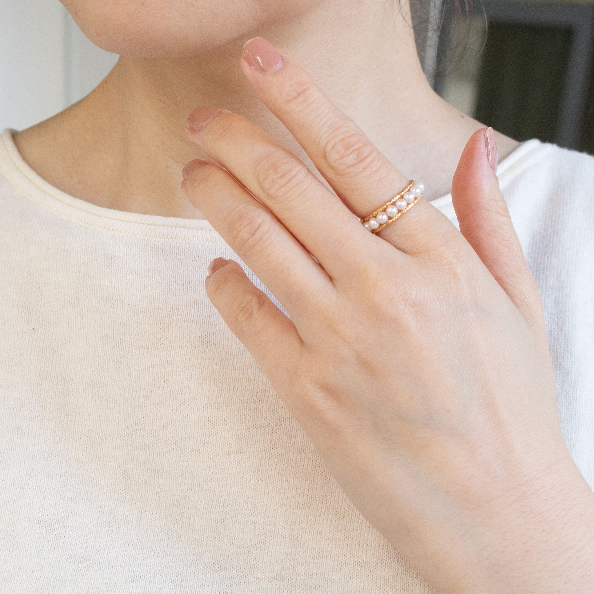 パール K18リング(アコヤ真珠/フリーサイズ/6月誕生石)《26A00405》