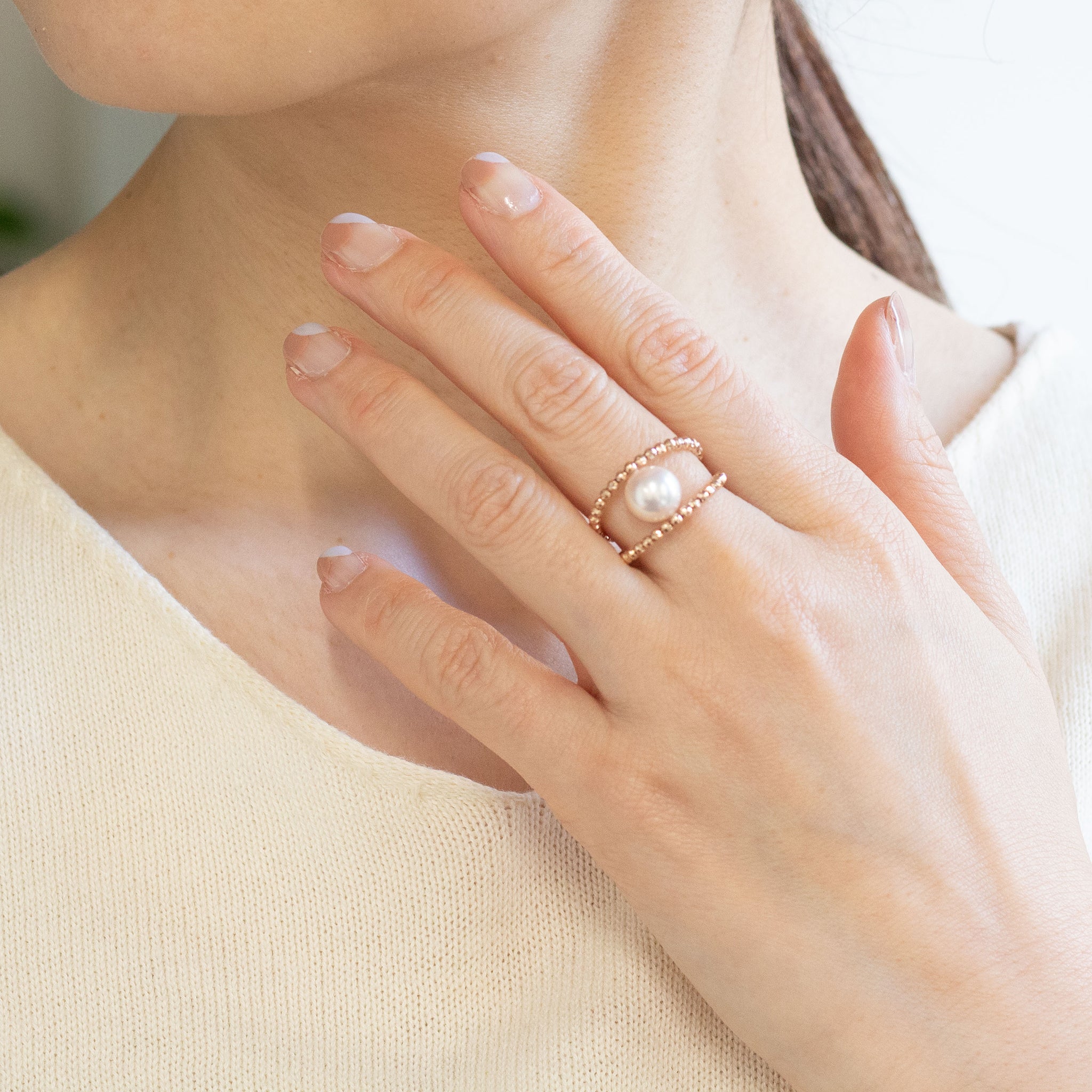 パール K18リング(アコヤ真珠/フリーサイズ/6月誕生石)《26A00406》