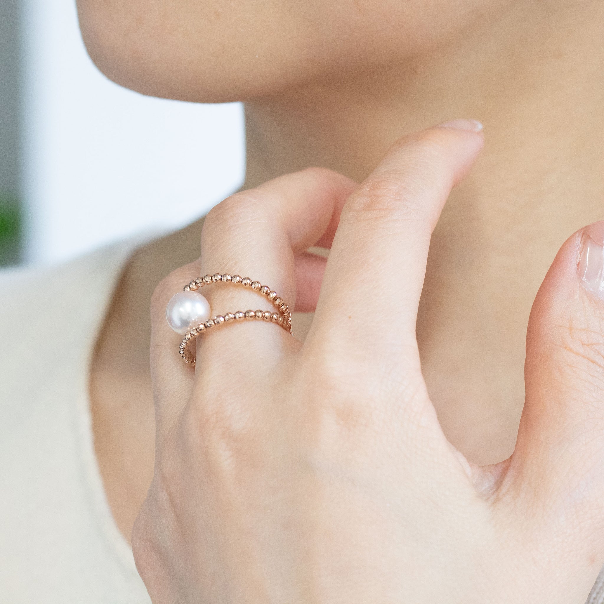 パール K18リング(アコヤ真珠/フリーサイズ/6月誕生石)《26A00406》