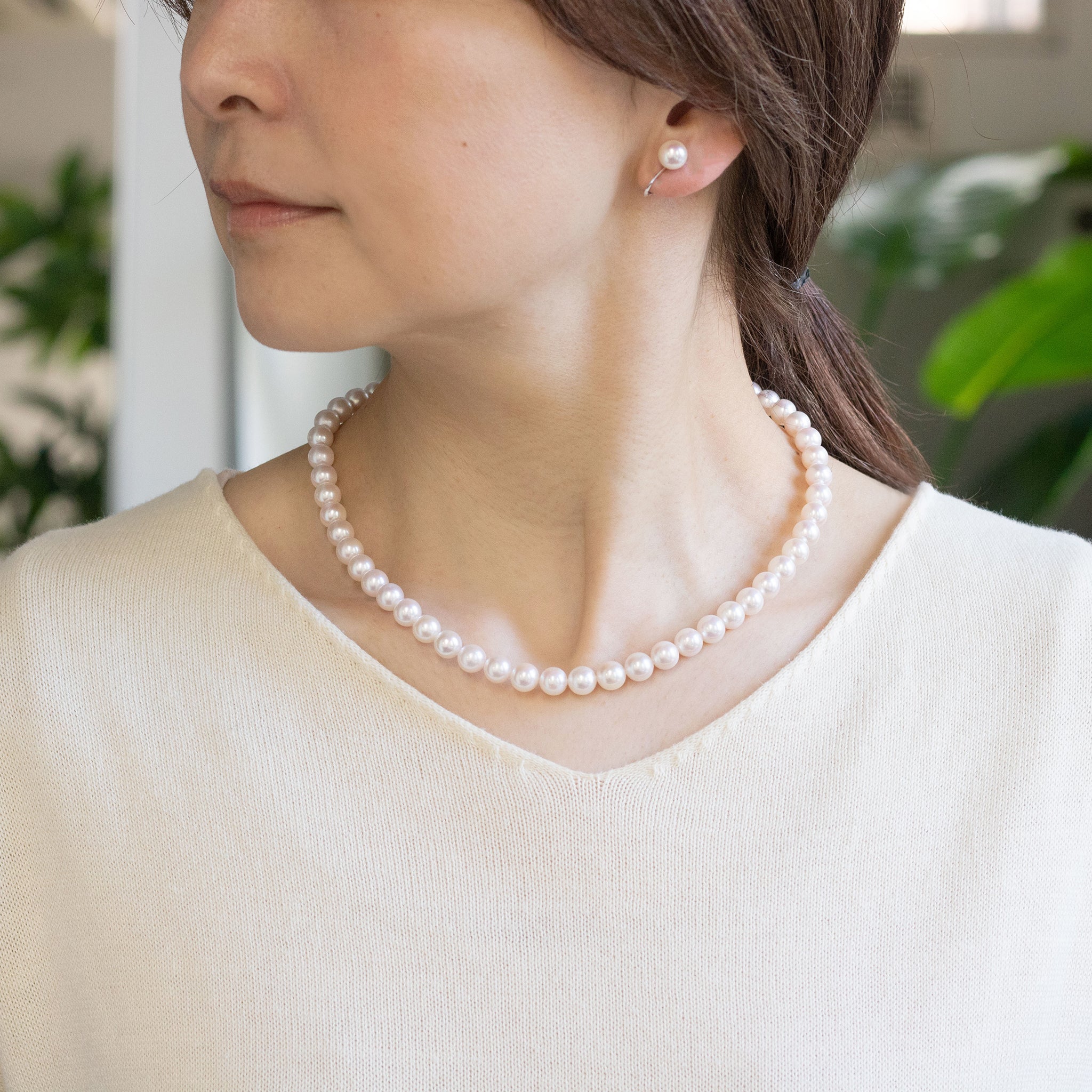 【限定5点】パール ネックレス&イヤリング(アコヤ真珠/7.5mm/6月誕生石/鑑別書付)《26A00409ーE》