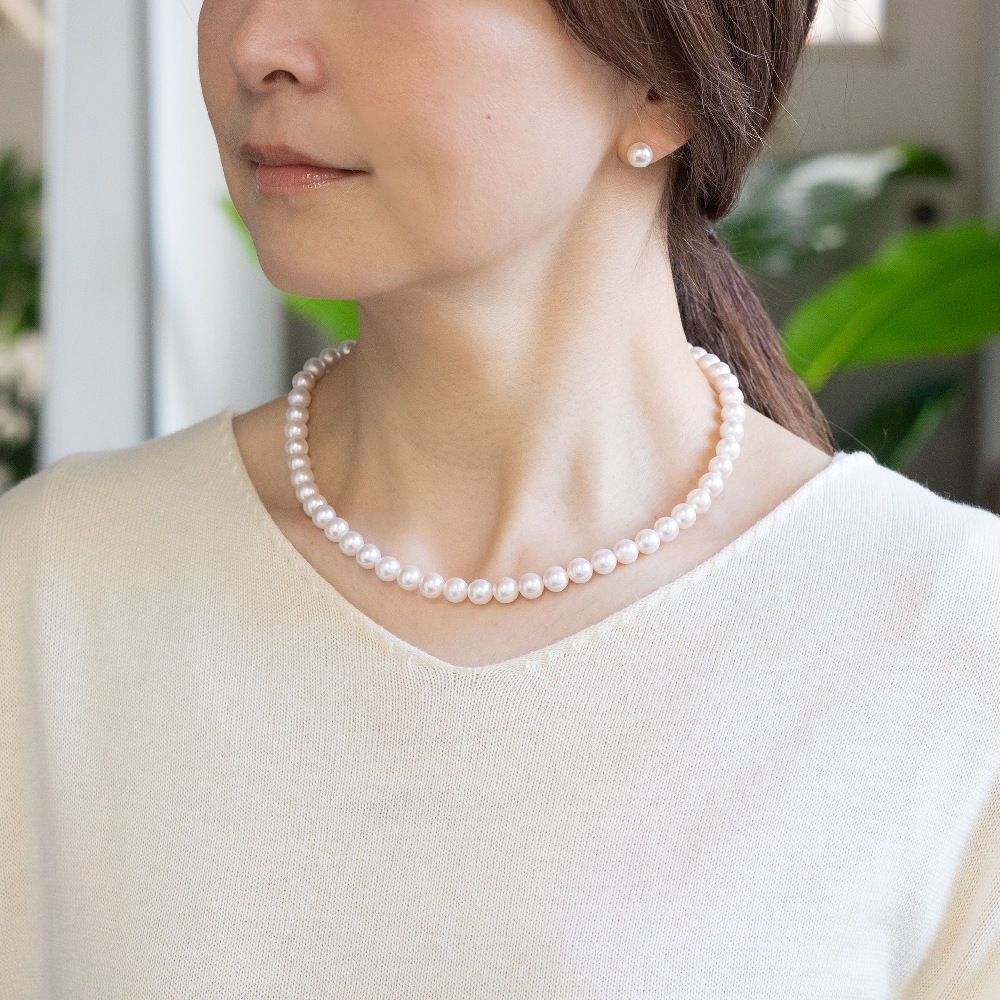 【限定5点】パール ネックレス&ピアス(アコヤ真珠/7.5mm/6月誕生石/鑑別書付)《26A00409ーP》