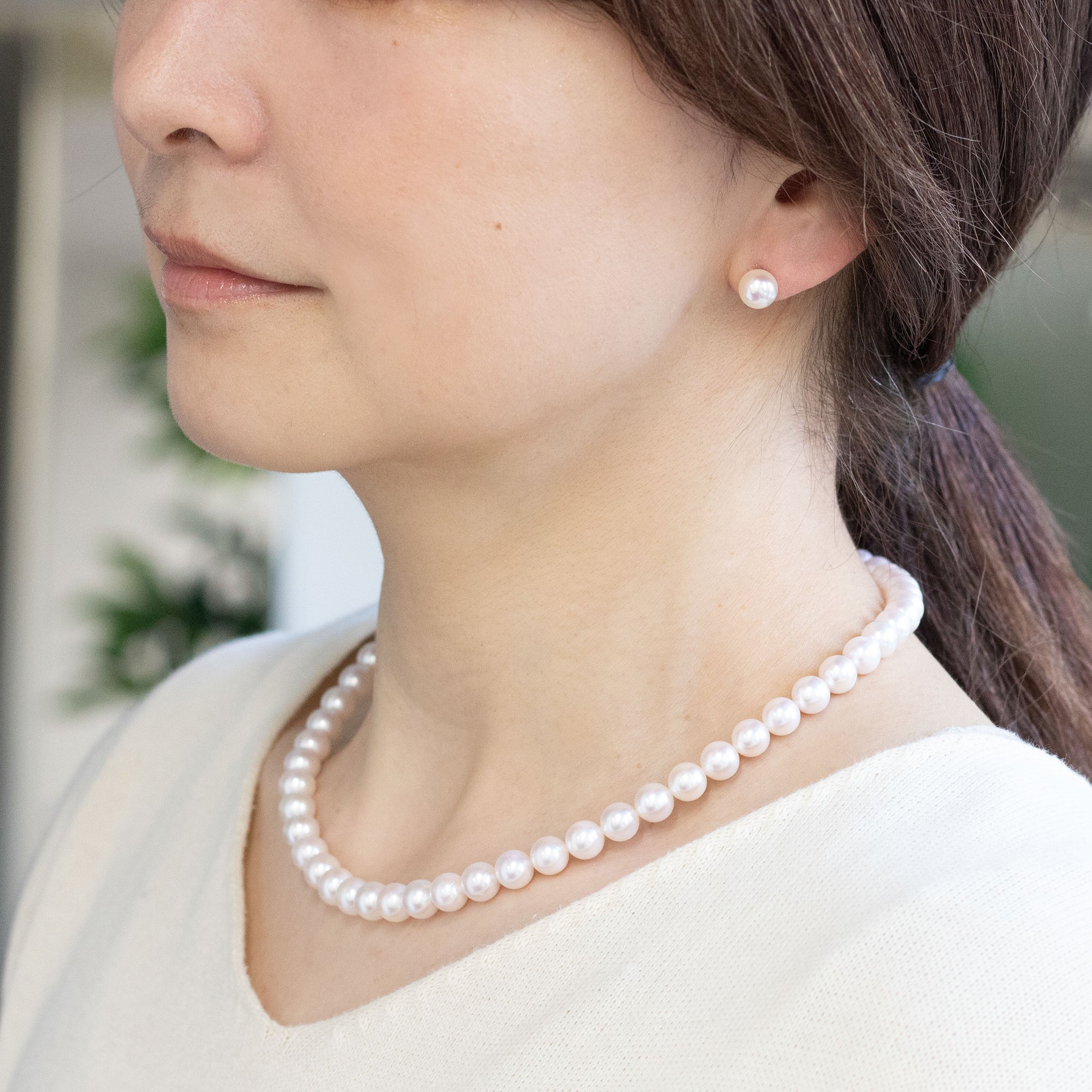 【限定5点】パール ネックレス&ピアス(アコヤ真珠/7.5mm/6月誕生石/鑑別書付)《26A00409ーP》