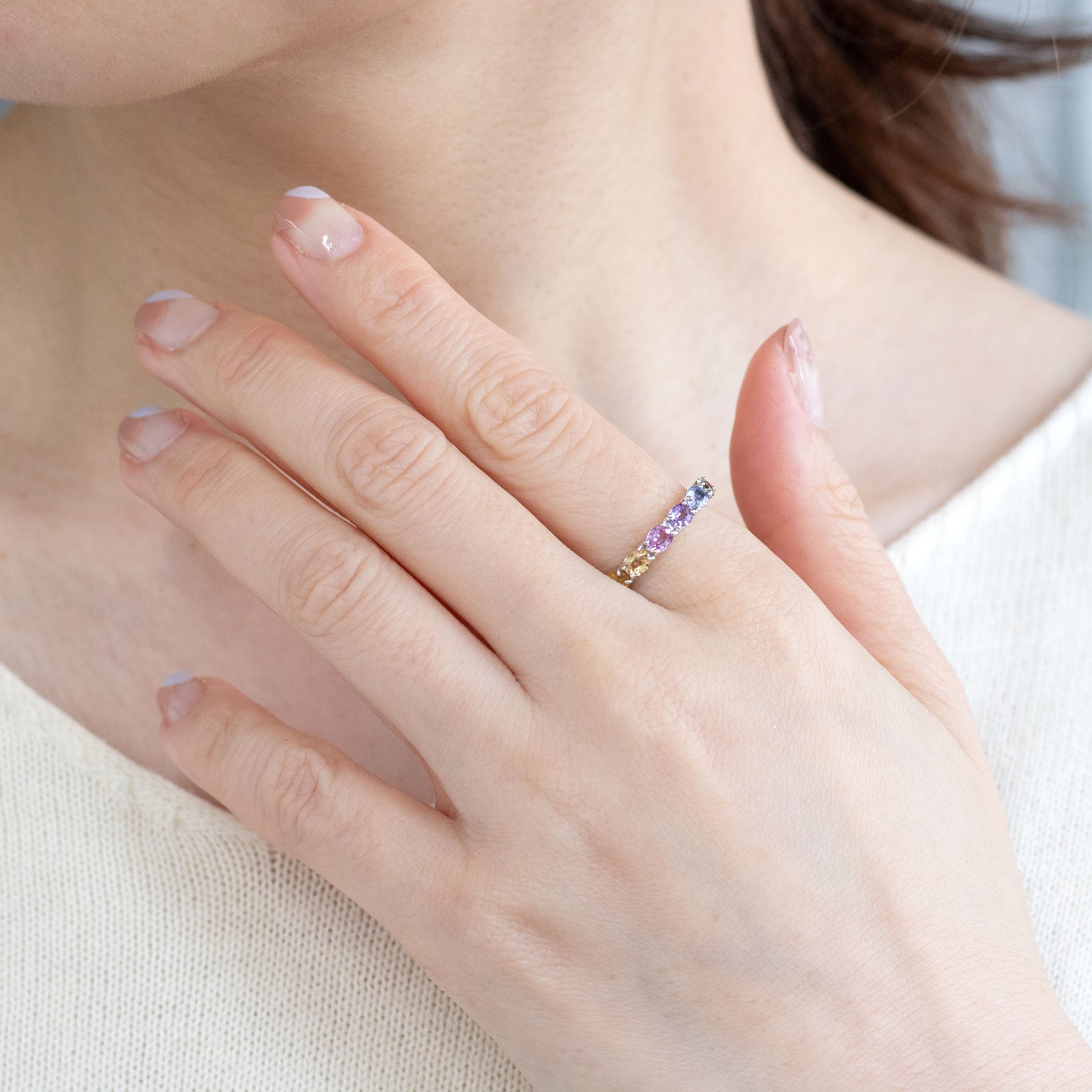 サファイア プラチナリング(マルチカラー/9月誕生石)《26A00604》