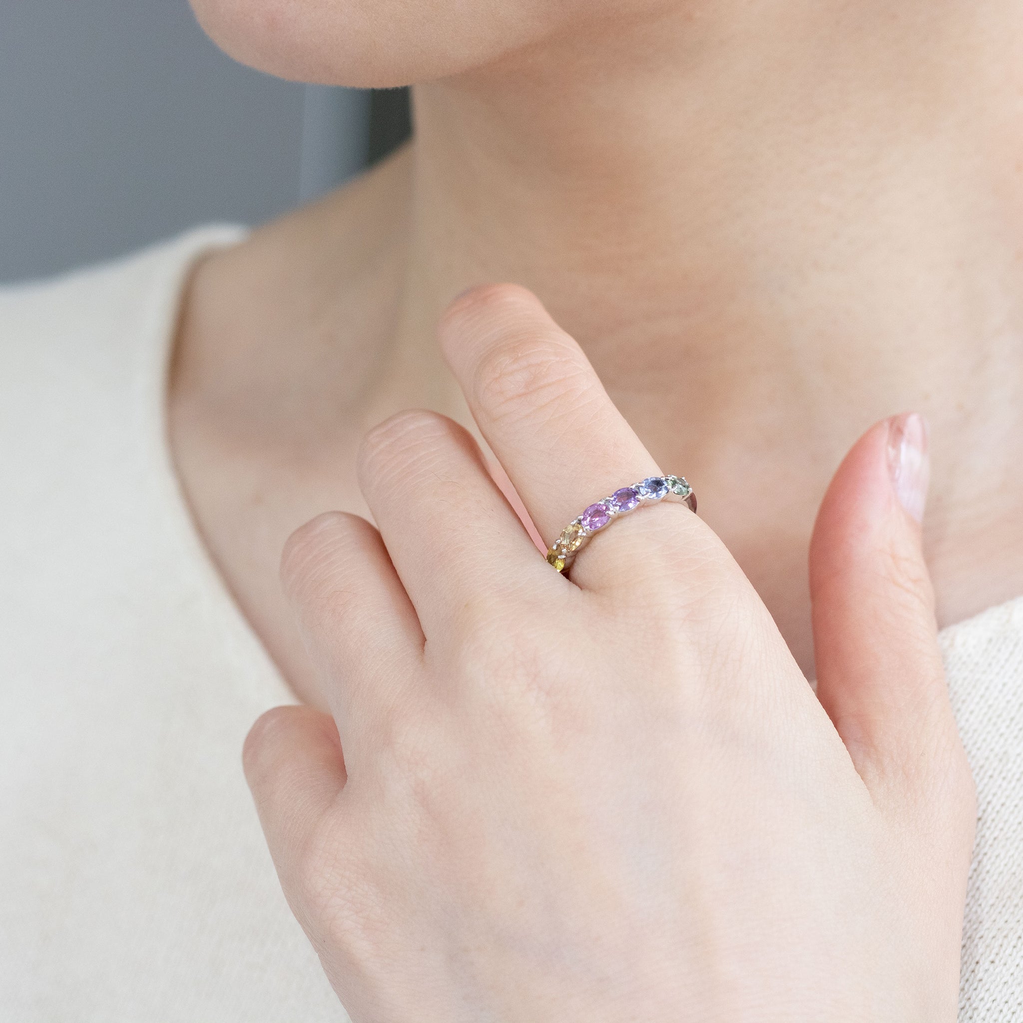 サファイア プラチナリング(マルチカラー/9月誕生石)《26A00604》