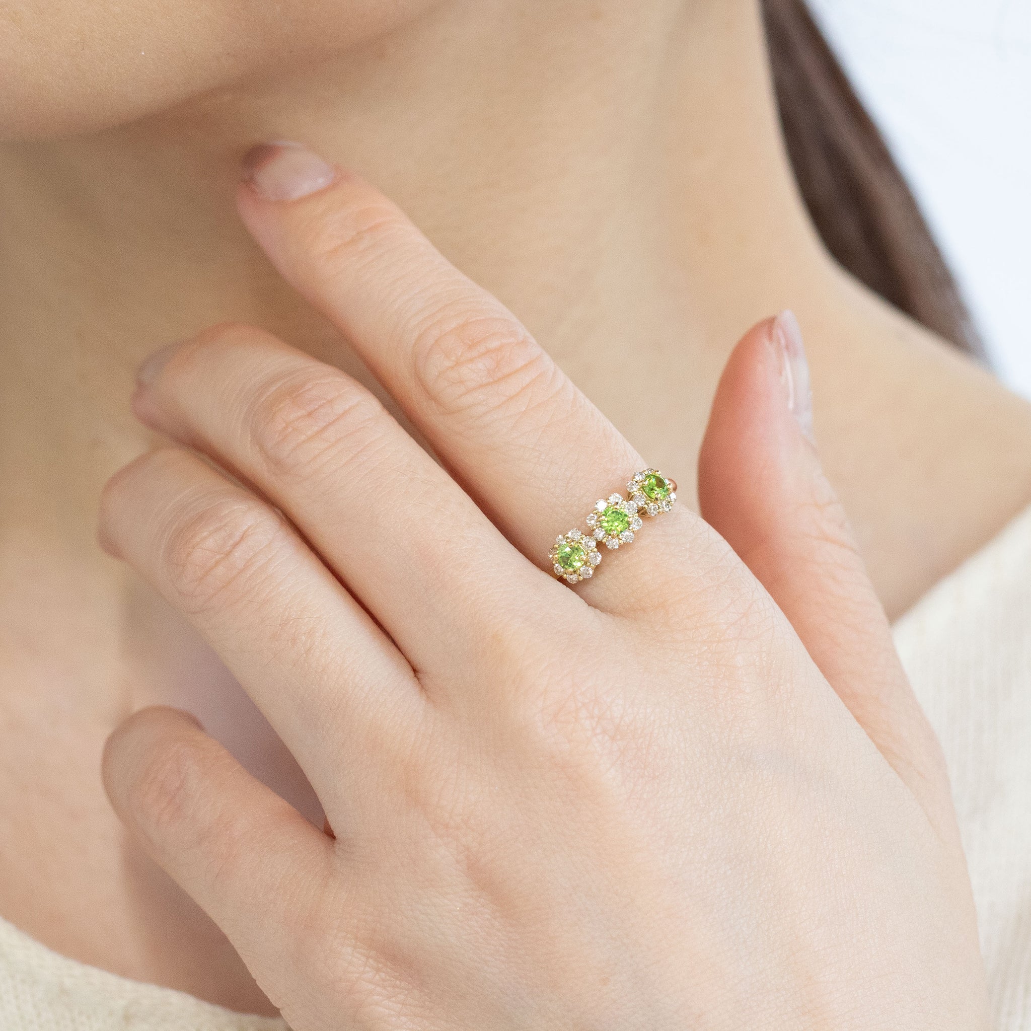 デマントイドガーネット/ダイヤモンド K18リング(1月誕生石)《26A00702》