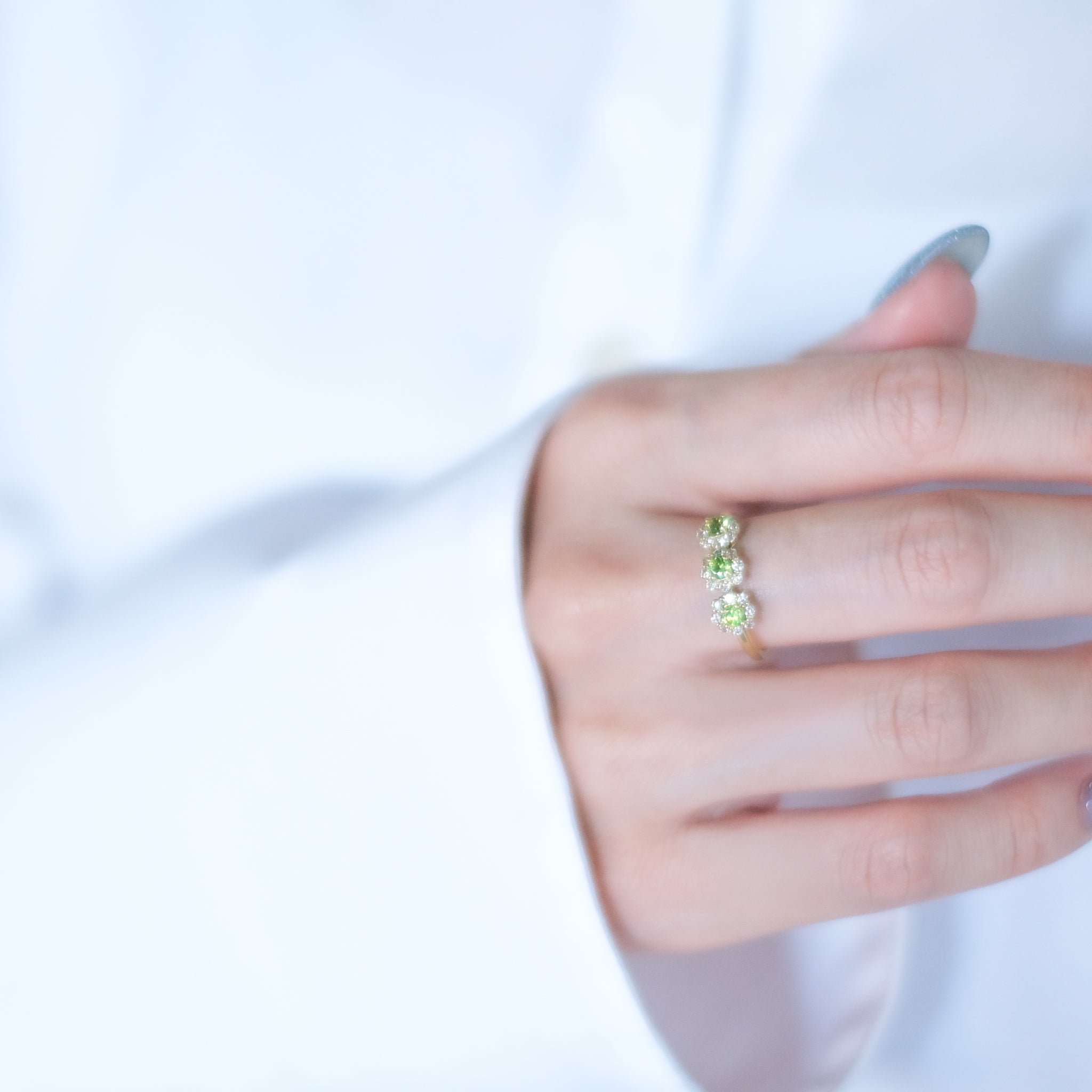 デマントイドガーネット/ダイヤモンド K18リング(1月誕生石)《26A00702》