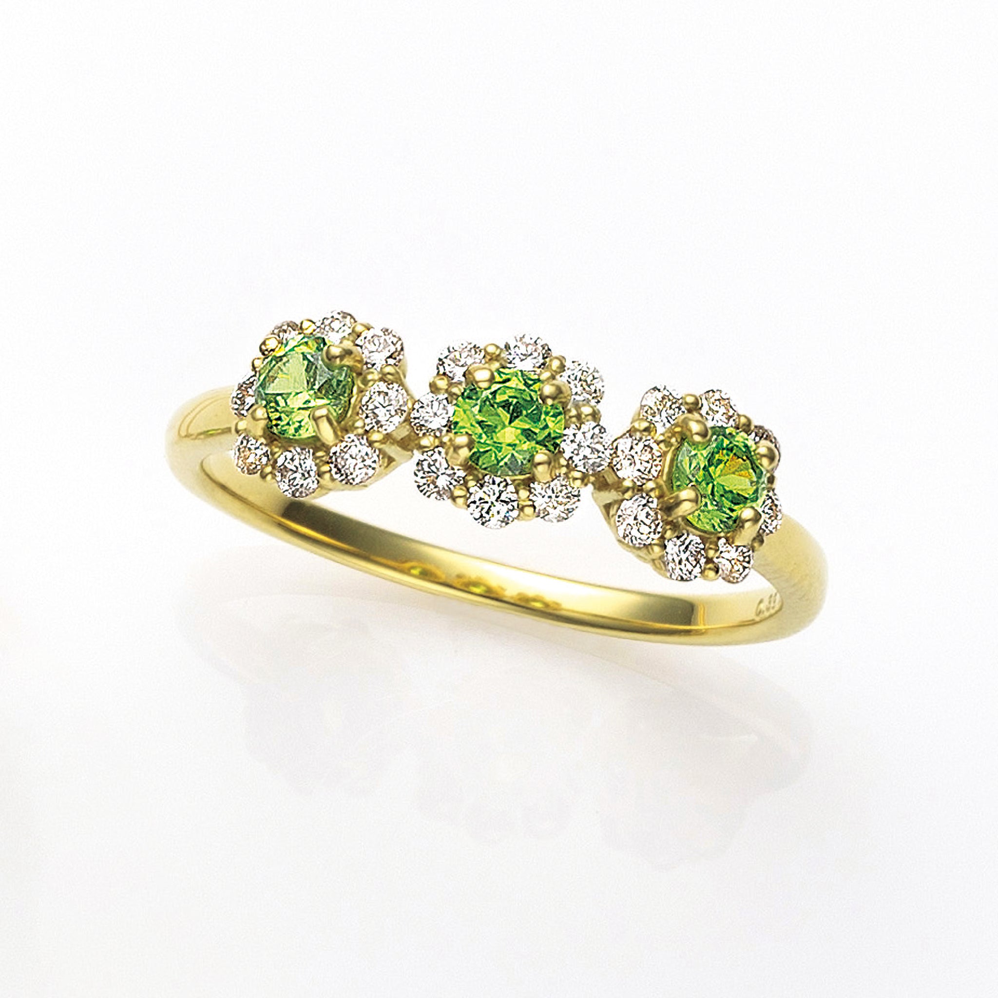 デマントイドガーネット/ダイヤモンド K18リング(1月誕生石)《26A00702》