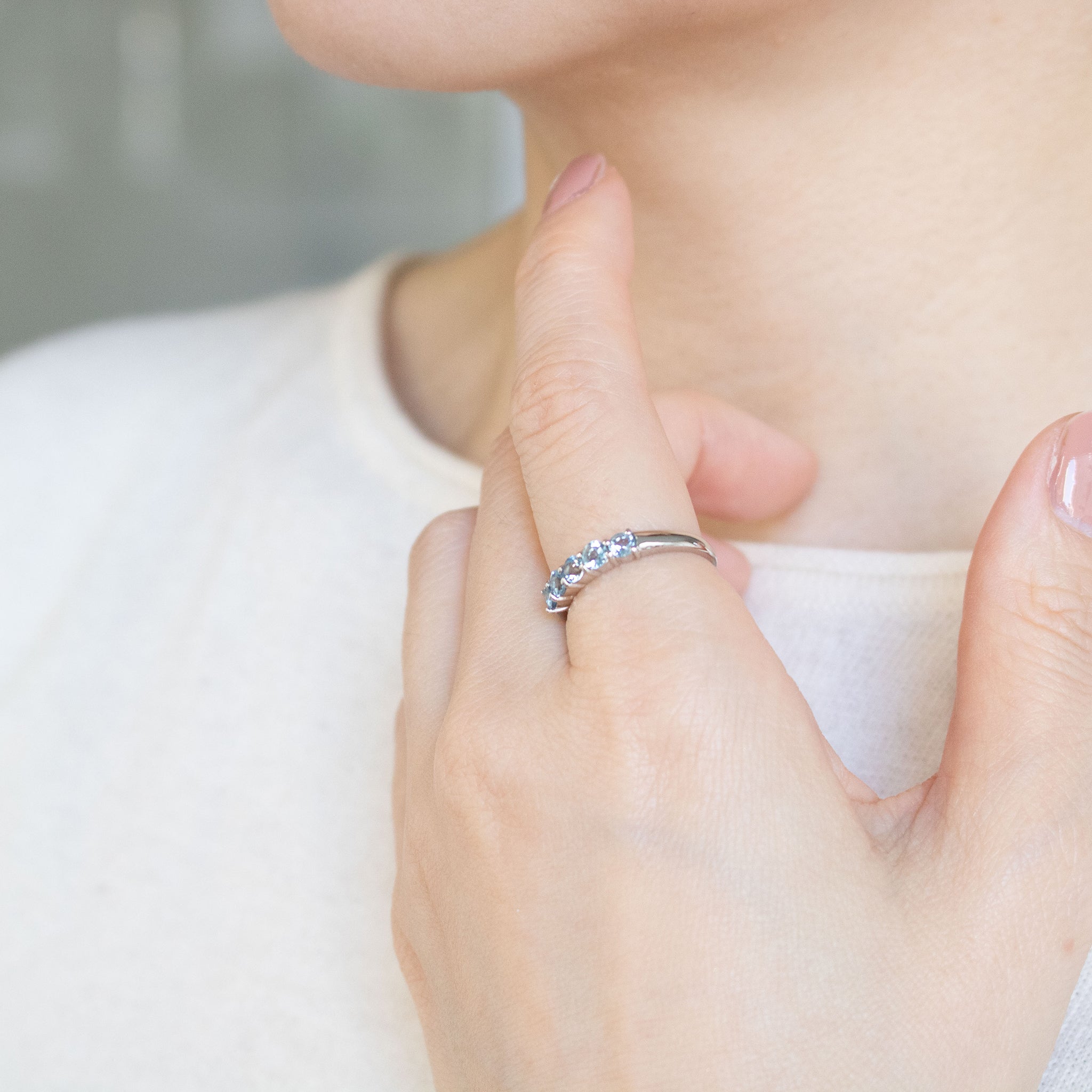 アクアマリン/ダイヤモンド プラチナリング(サンタマリアカラー/3月誕生石/鑑別書付)《26A00704》