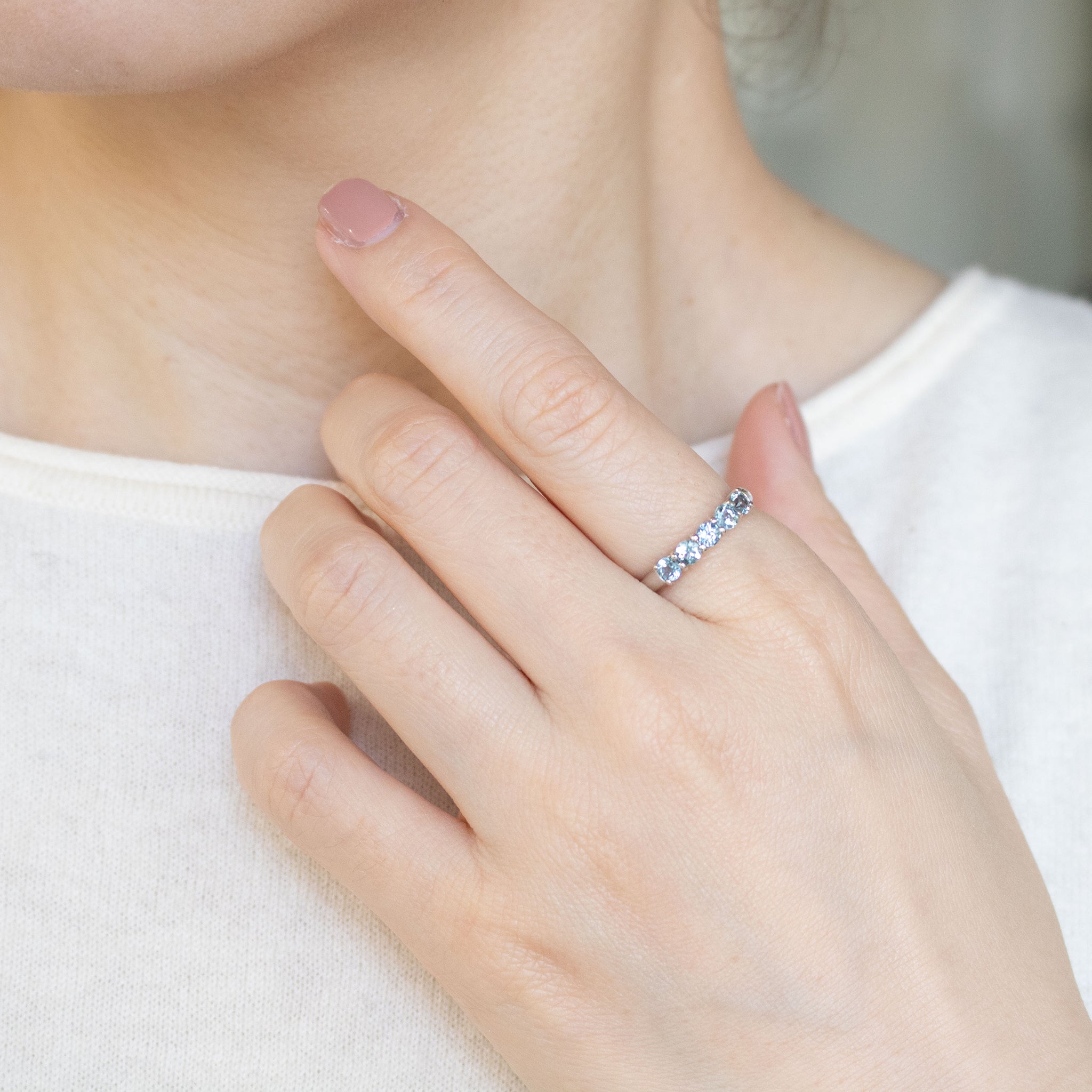 アクアマリン/ダイヤモンド プラチナリング(サンタマリアカラー/3月誕生石/鑑別書付)《26A00704》