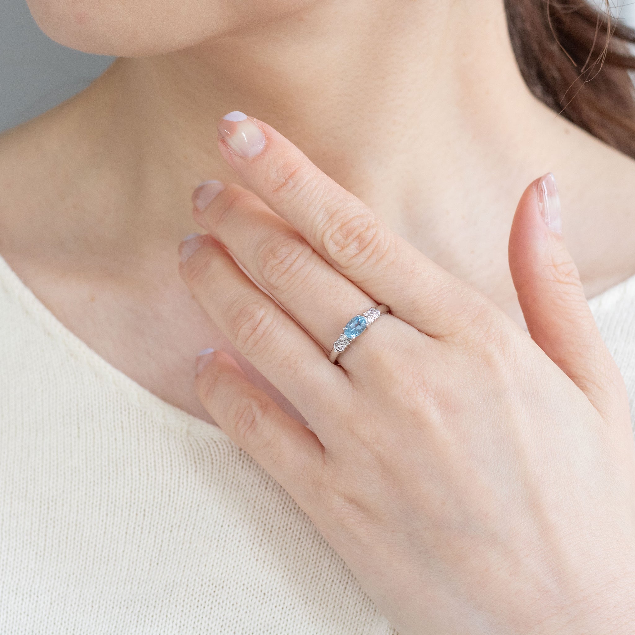 アクアマリン/ダイヤモンド プラチナリング(サンタマリアカラー/3月誕生石/鑑別書付)《26A00707》