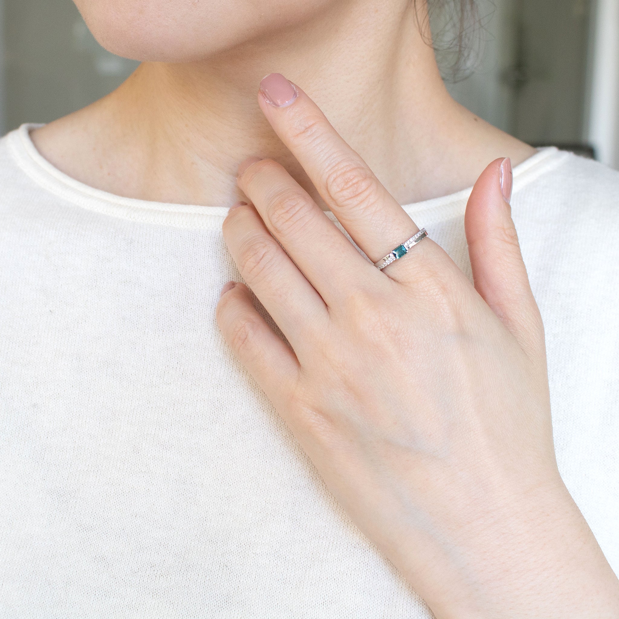 【限定2点】インディゴライト/ダイヤモンド プラチナリング(10月誕生石/鑑別書付)《26A00801》