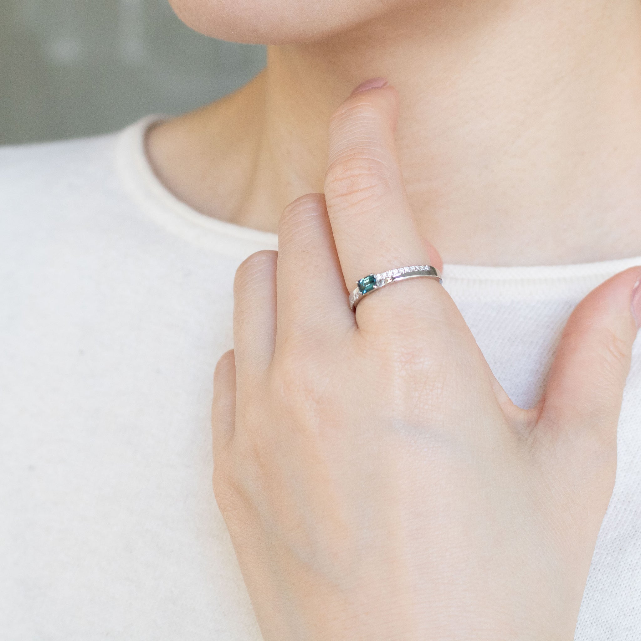 【限定2点】インディゴライト/ダイヤモンド プラチナリング(10月誕生石/鑑別書付)《26A00801》