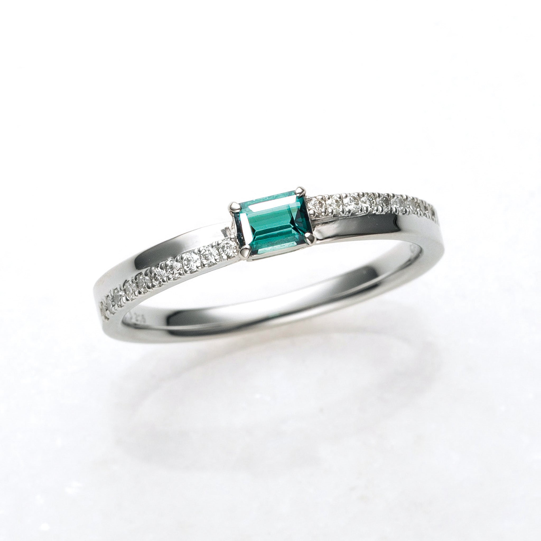 【限定2点】インディゴライト/ダイヤモンド プラチナリング(10月誕生石/鑑別書付)《26A00801》