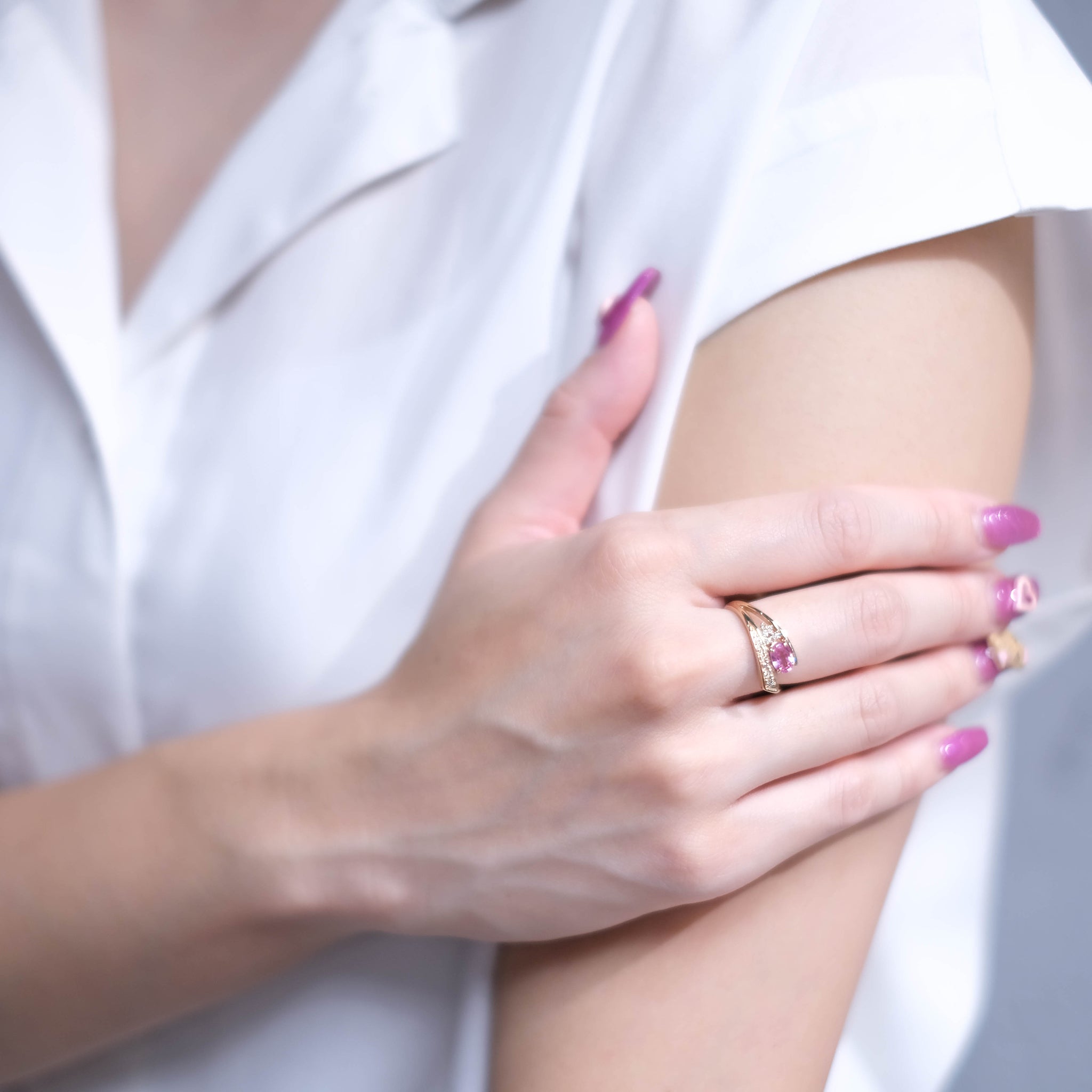 【限定3点】パパラチアサファイア/ダイヤモンド K18リング(9月誕生石/鑑別書付)《26A00806》