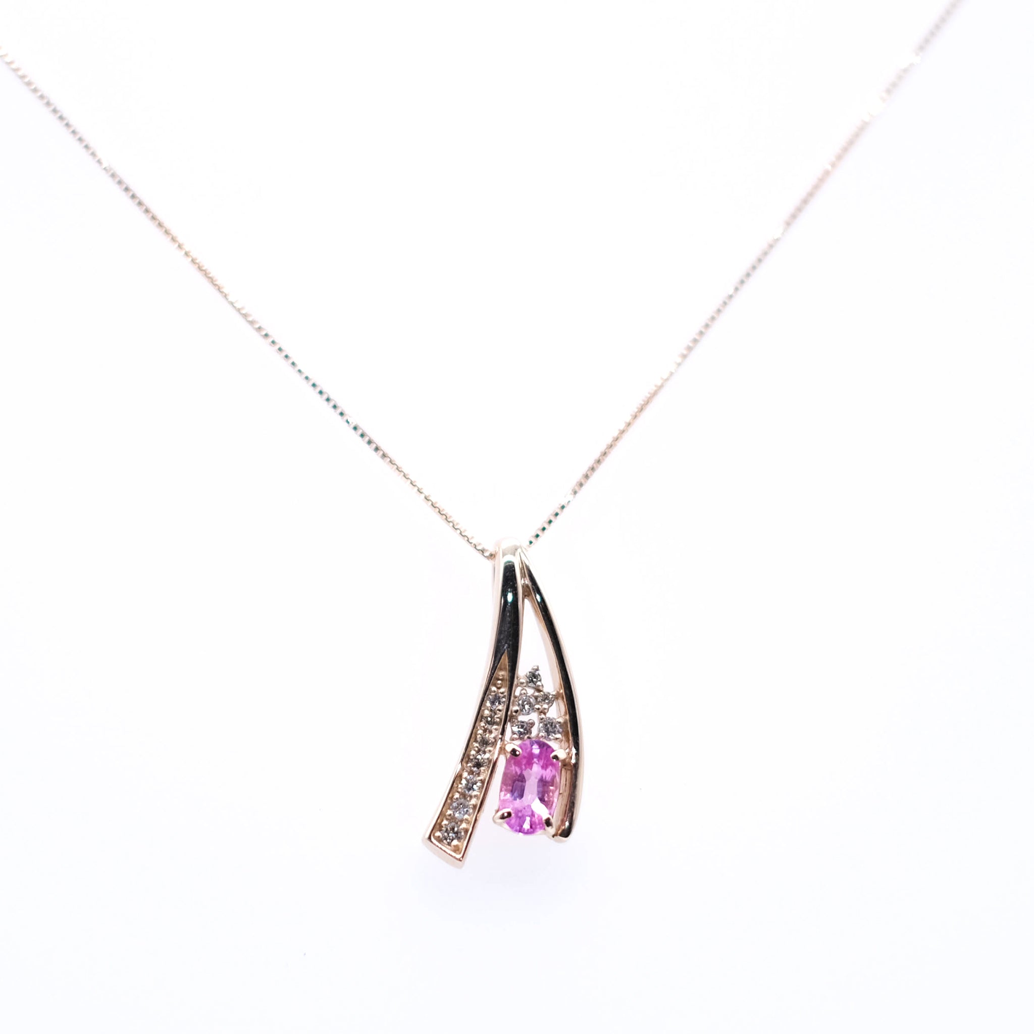 【限定3点】パパラチアサファイア/ダイヤモンド K18ネックレス(9月誕生石/鑑別書付)《26A00807》