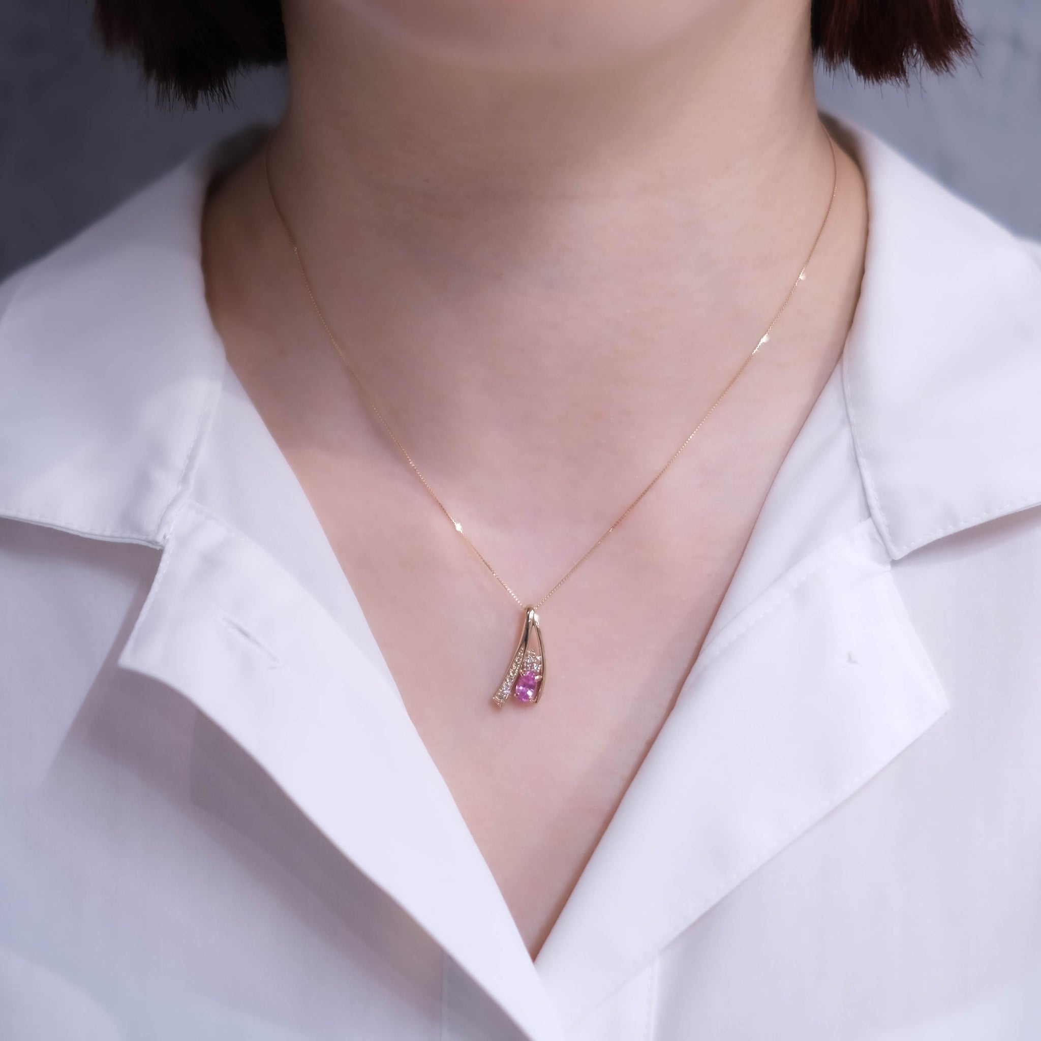 【限定3点】パパラチアサファイア/ダイヤモンド K18ネックレス(9月誕生石/鑑別書付)《26A00807》