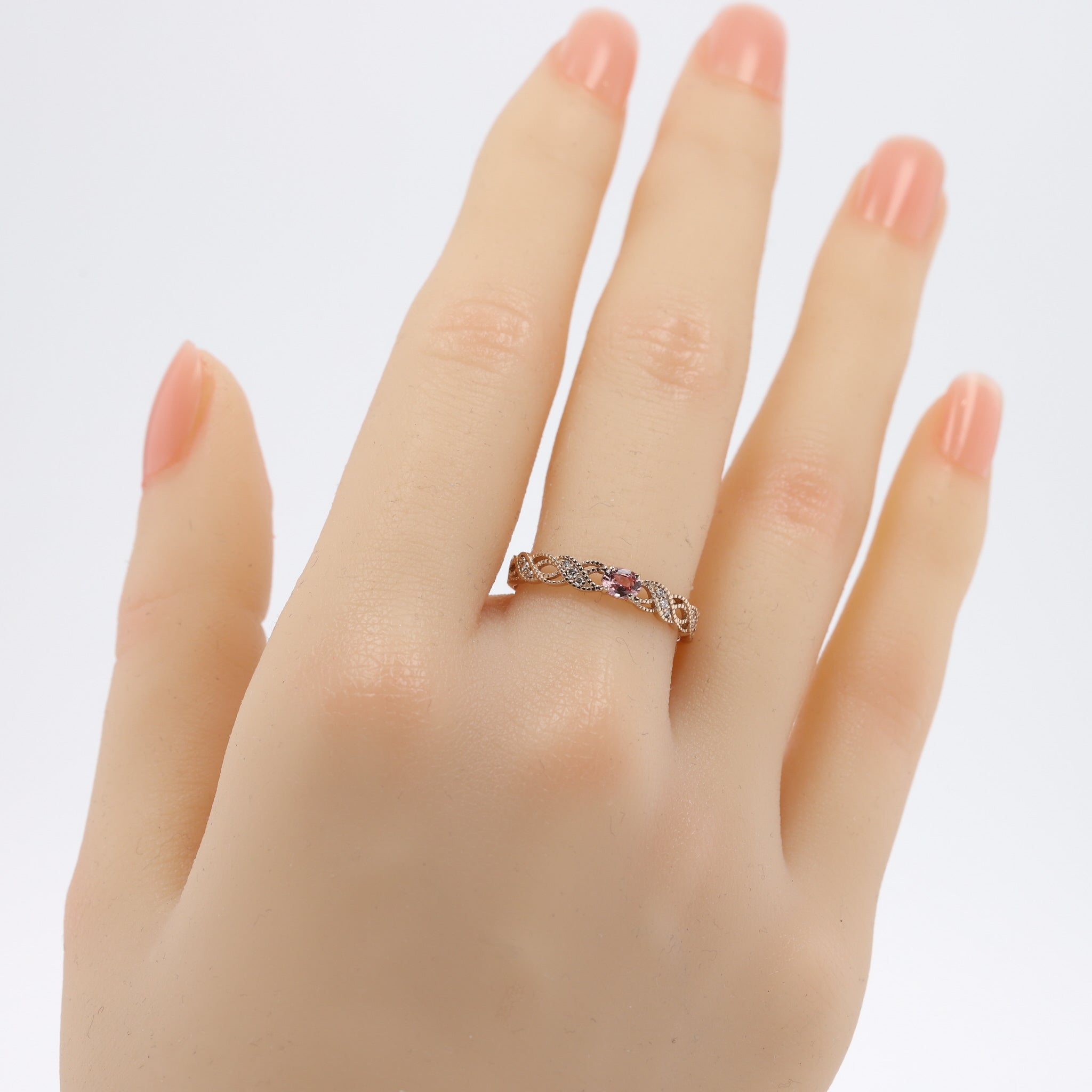 パパラチアサファイア/ダイヤモンド K18リング(9月誕生石/鑑別書付)《26A00808》