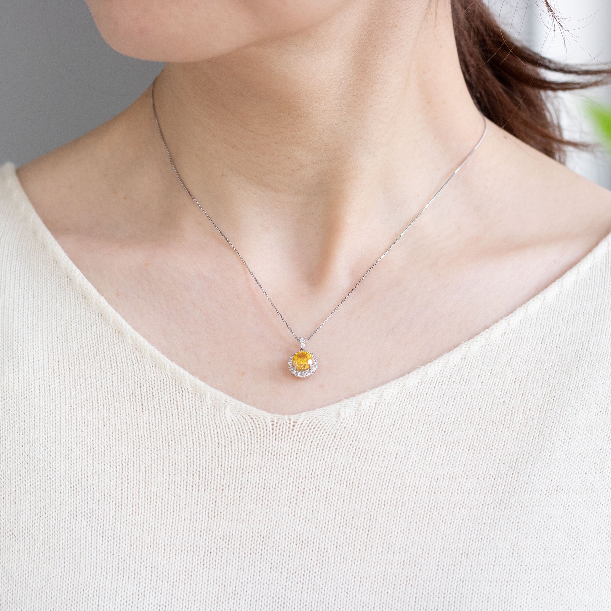 スファレライト/ダイヤモンド プラチナネックレス(鑑別書付)《26A00904》