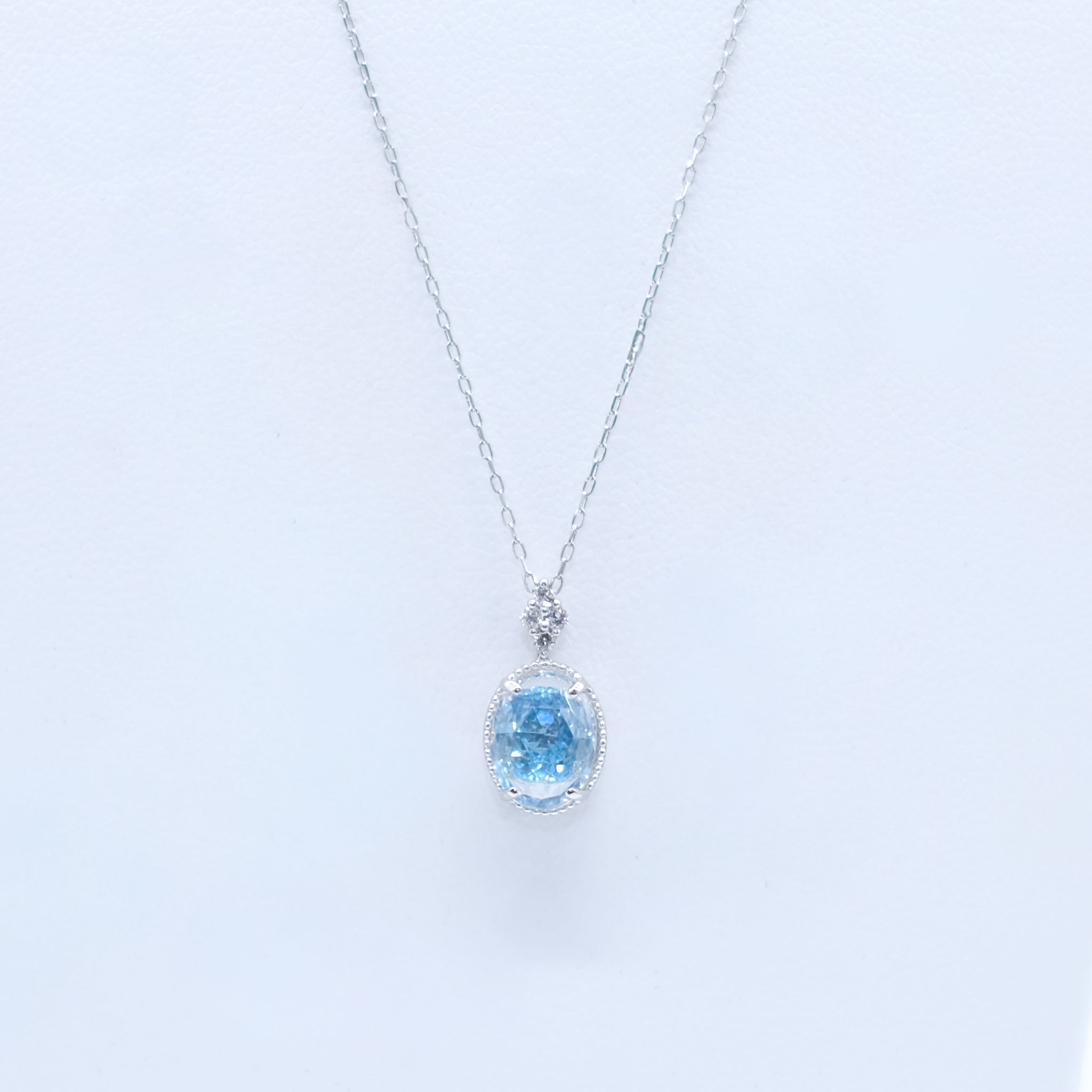 ロッククリスタル/ブルートパーズ プラチナネックレス(ダンシングストーン)《26A01006》