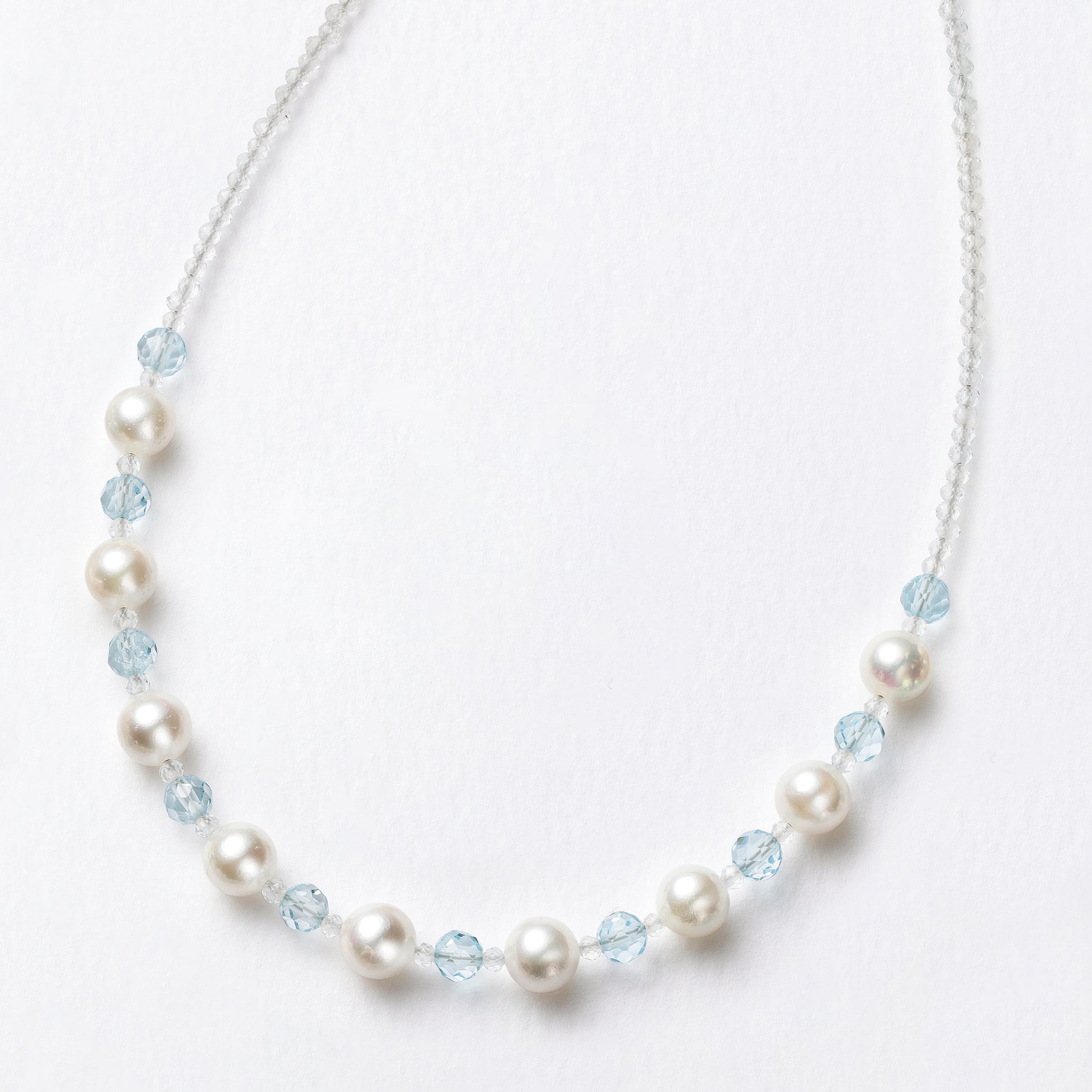 パール/ブルートパーズ ネックレス《26A01007》