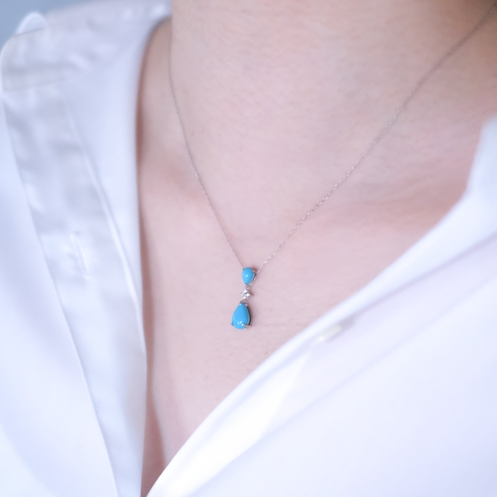 【限定5点】トルコ石/ダイヤモンド プラチナネックレス(12月誕生石)《26A01101》