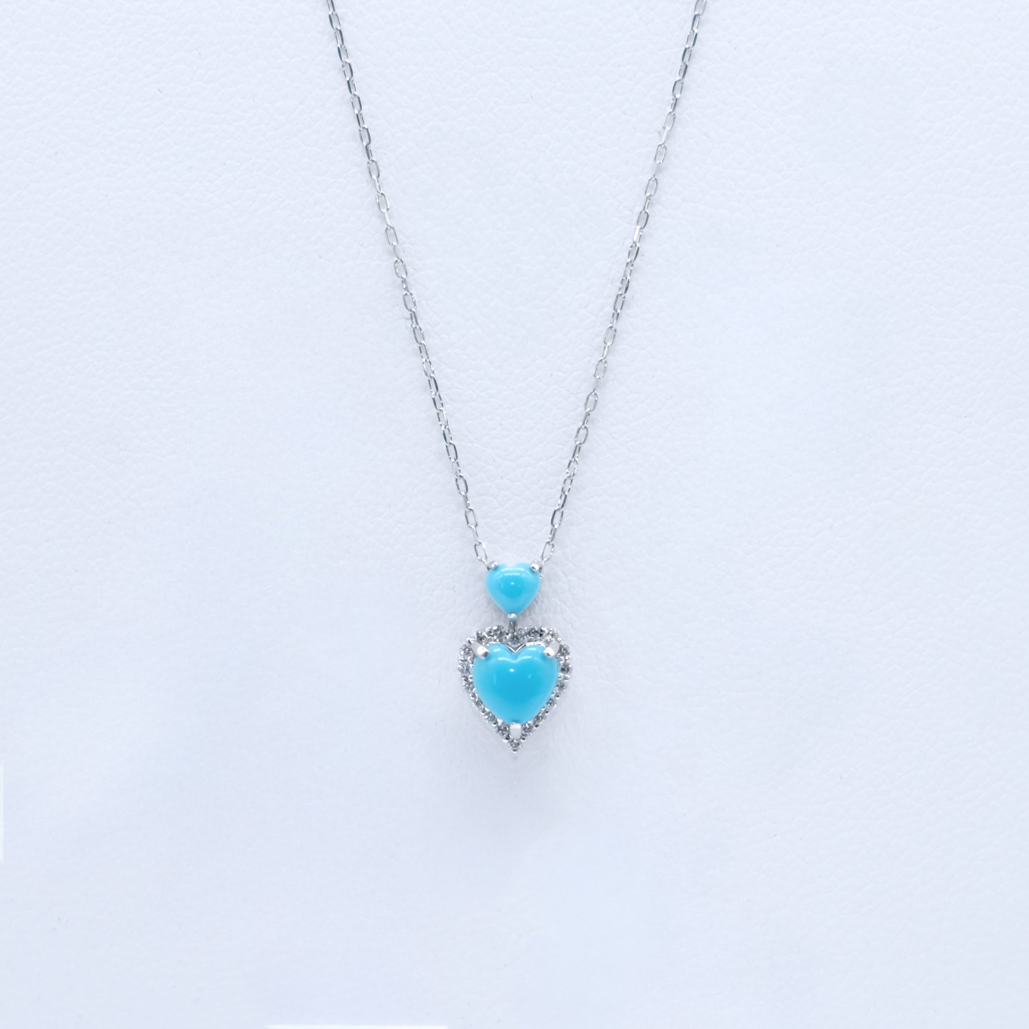 【限定5点】トルコ石/ダイヤモンド プラチナネックレス(ハートシェイプ/12月誕生石)《26A01102》