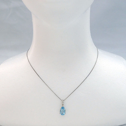 アクアマリン/ダイヤモンド プラチナネックレス(2.00カラット/ペアシェイプ/3月誕生石)《26A01104》