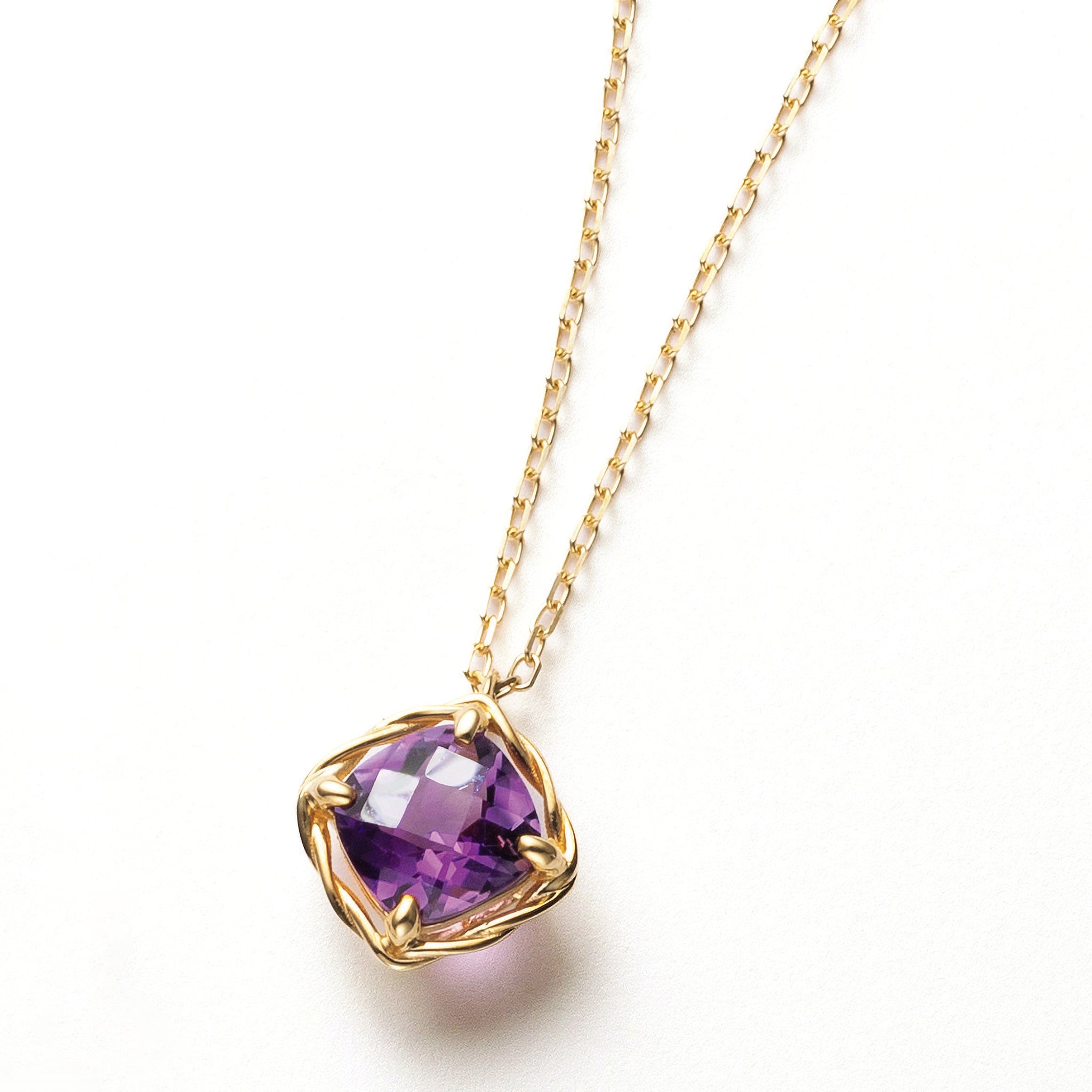アメシスト K10ネックレス(チェスカット/2月誕生石)《26A01202》