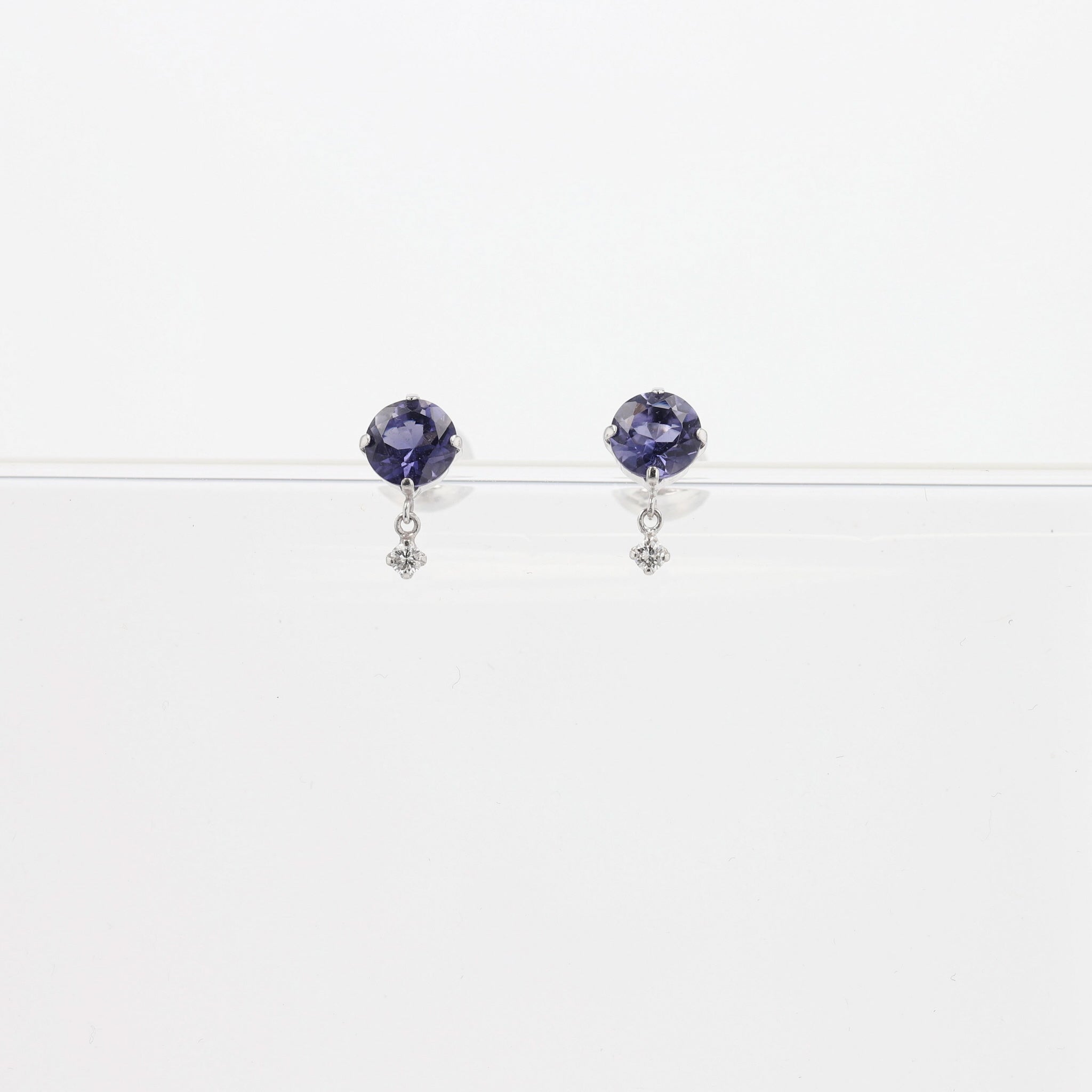 アイオライト/ダイヤモンド プラチナピアス(3月誕生石)《26A01205》