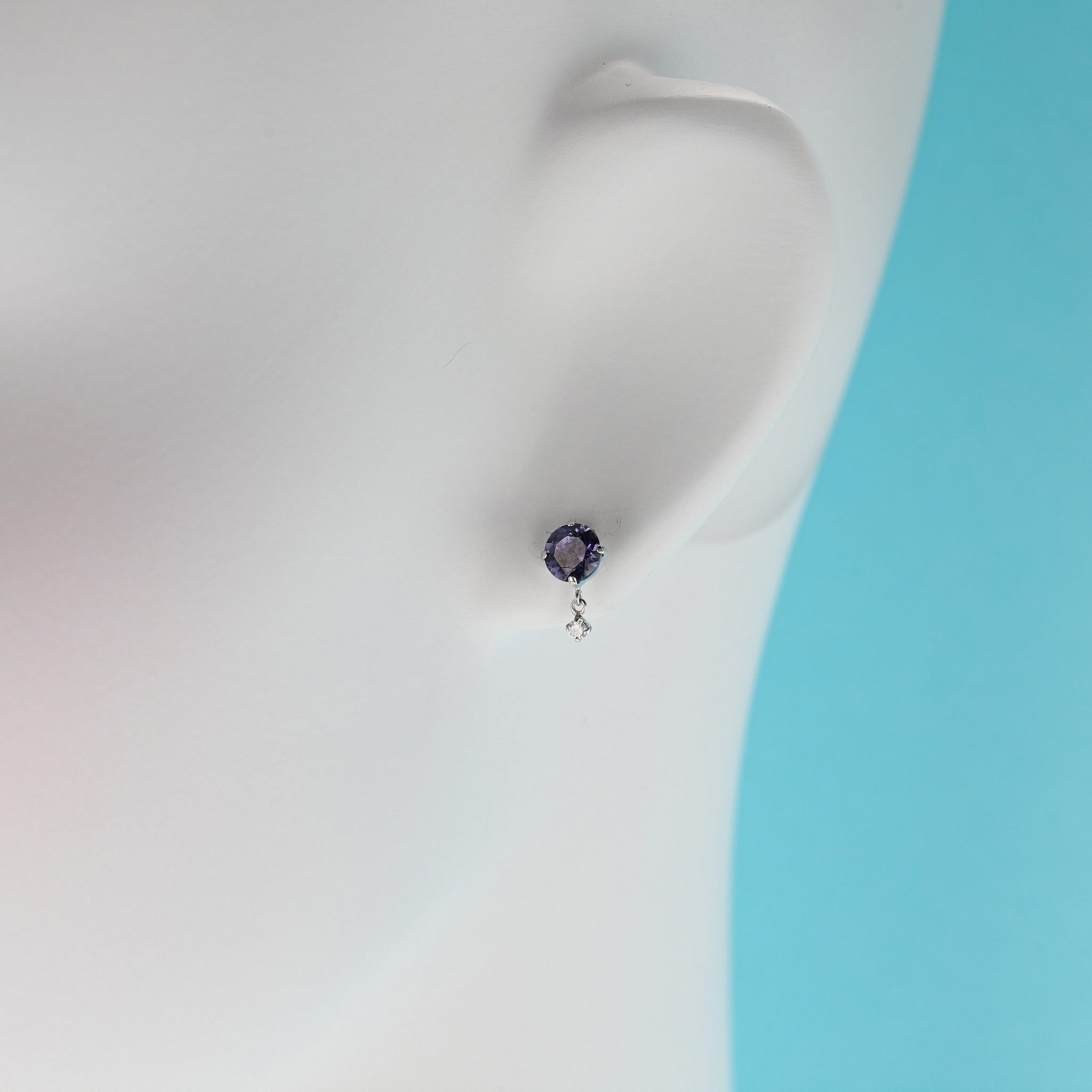 アイオライト/ダイヤモンド プラチナピアス(3月誕生石)《26A01205》