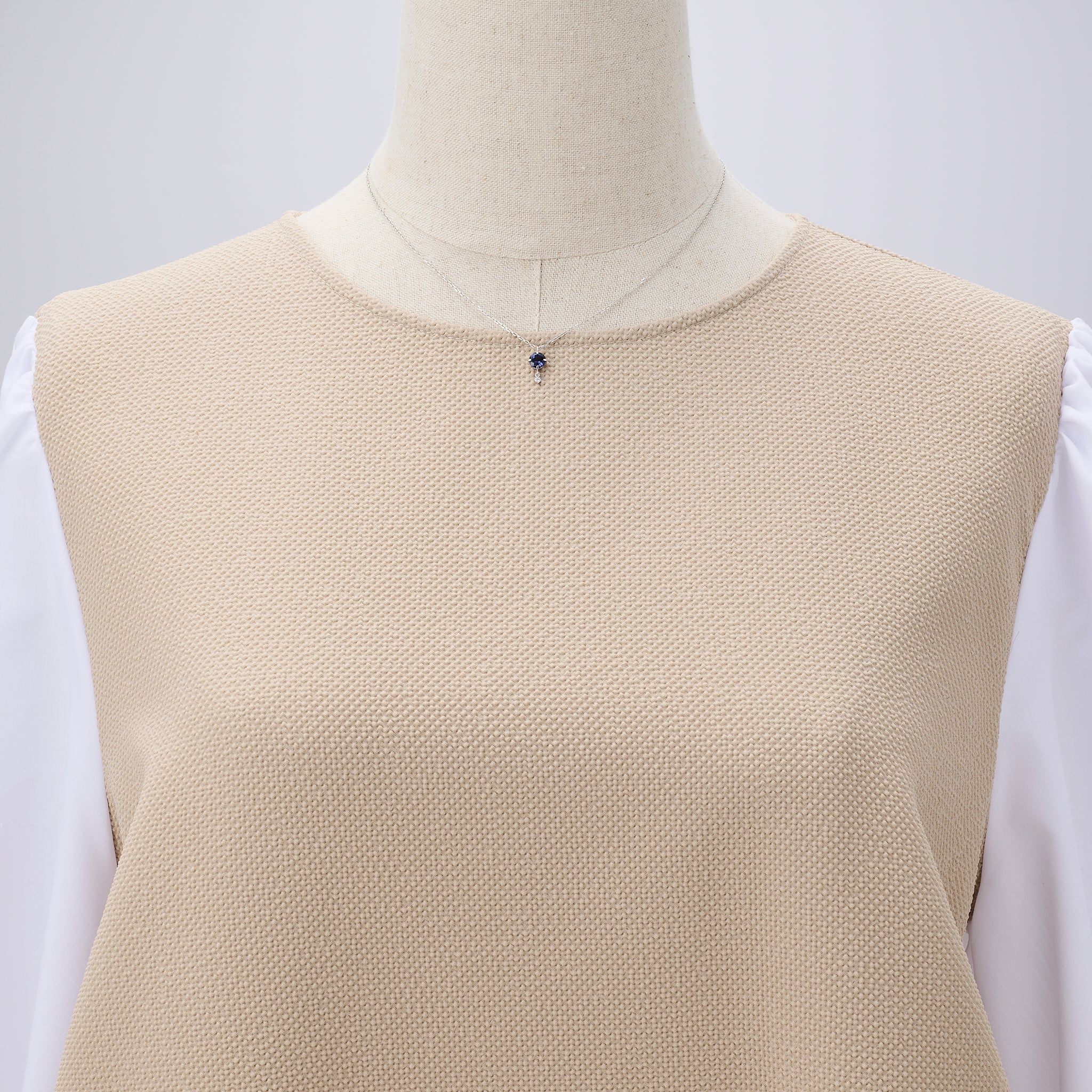 アイオライト/ダイヤモンド プラチナネックレス(3月誕生石)《26A01206》