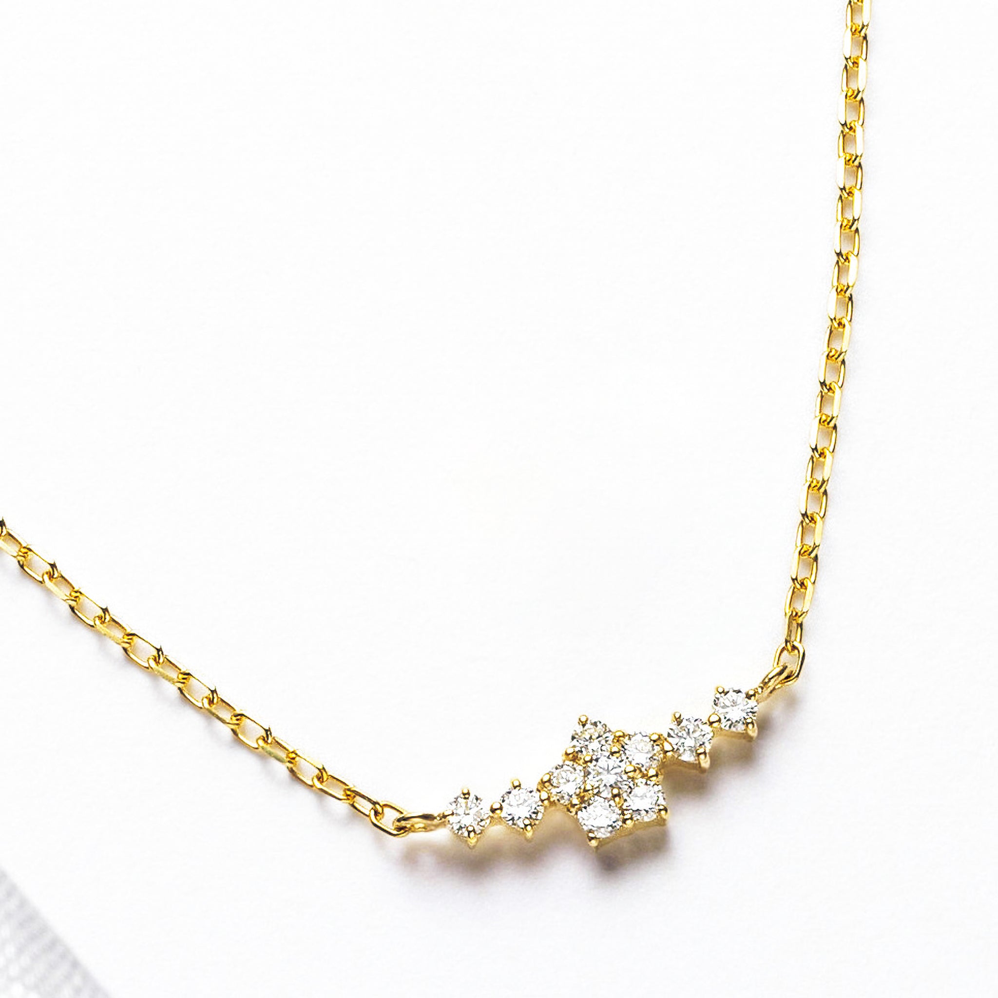 ダイヤモンド K10ネックレス(フラワーモチーフ/4月誕生石)《26A01302》