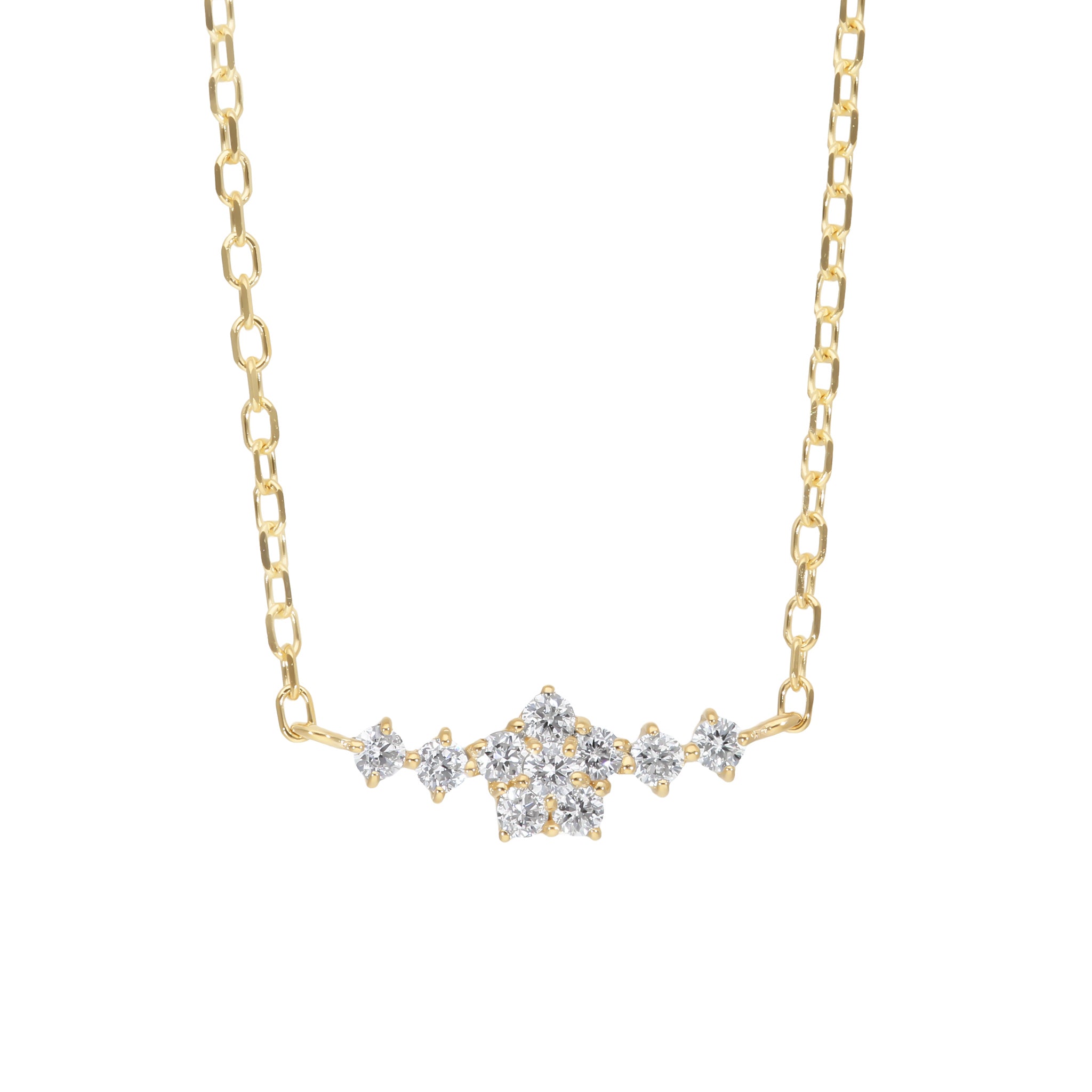 ダイヤモンド K10ネックレス(フラワーモチーフ/4月誕生石)《26A01302》