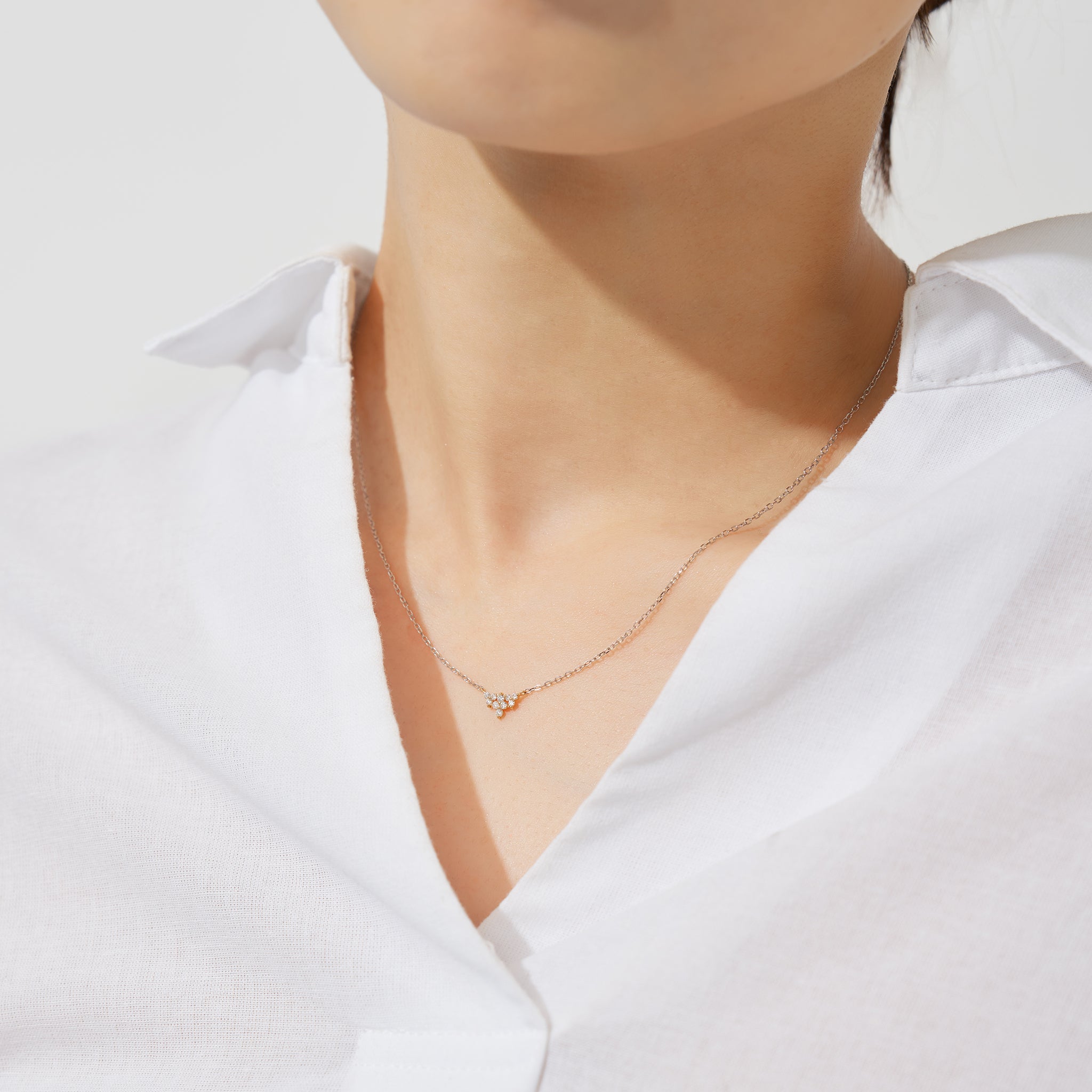 ダイヤモンド K18/プラチナネックレス(コンビカラー/4月誕生石)《26A01303》