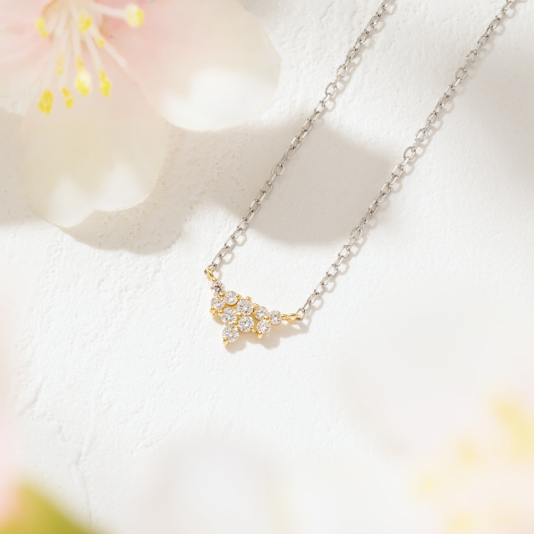 ダイヤモンド K18/プラチナネックレス(コンビカラー/4月誕生石)《26A01303》