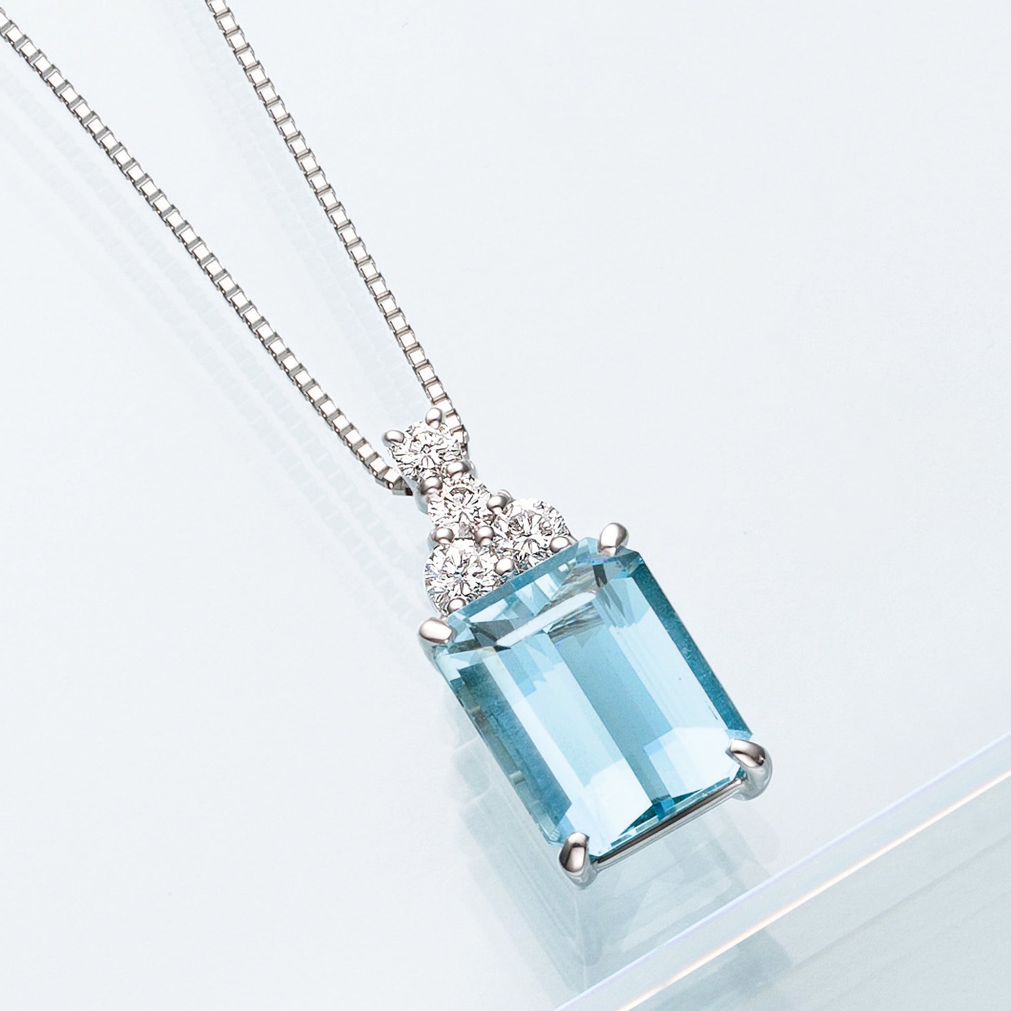 【限定1点】アクアマリン/ダイヤモンド プラチナネックレス(2.89カラット/ステップカット/3月誕生石)《26A01601》