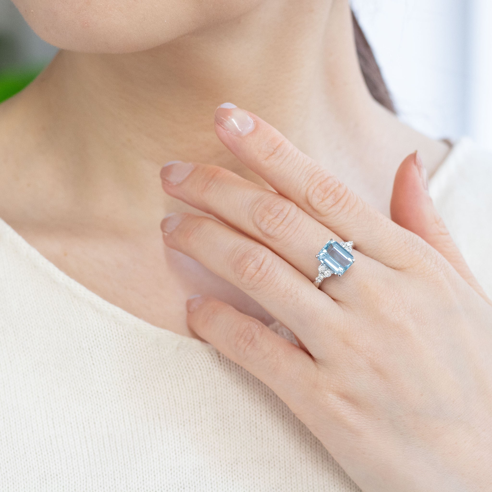 【限定1点】アクアマリン/ダイヤモンド プラチナリング(2.71カラット/エメラルドカット/3月誕生石)《26A01603》