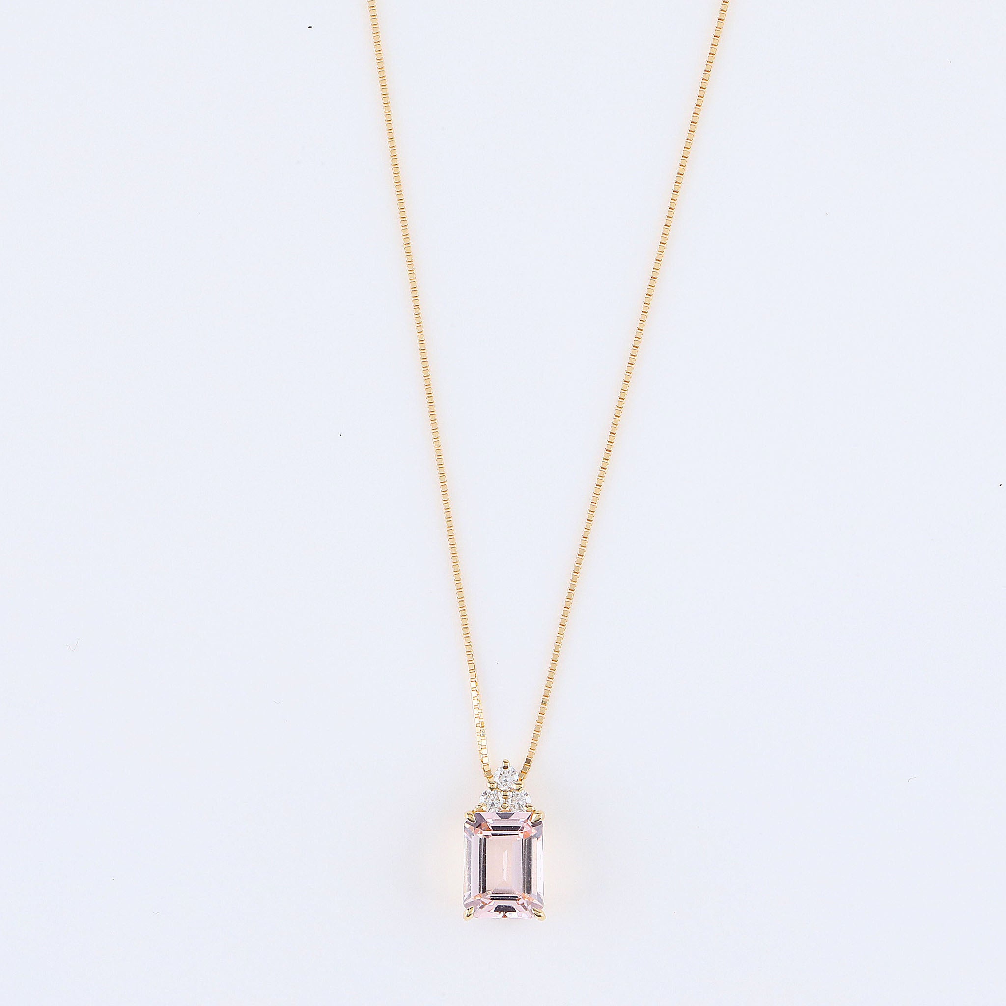 【限定3点】モルガナイト/ダイヤモンド K18ネックレス(1.2カラット/ステップカット/4月誕生石)《26A01605》