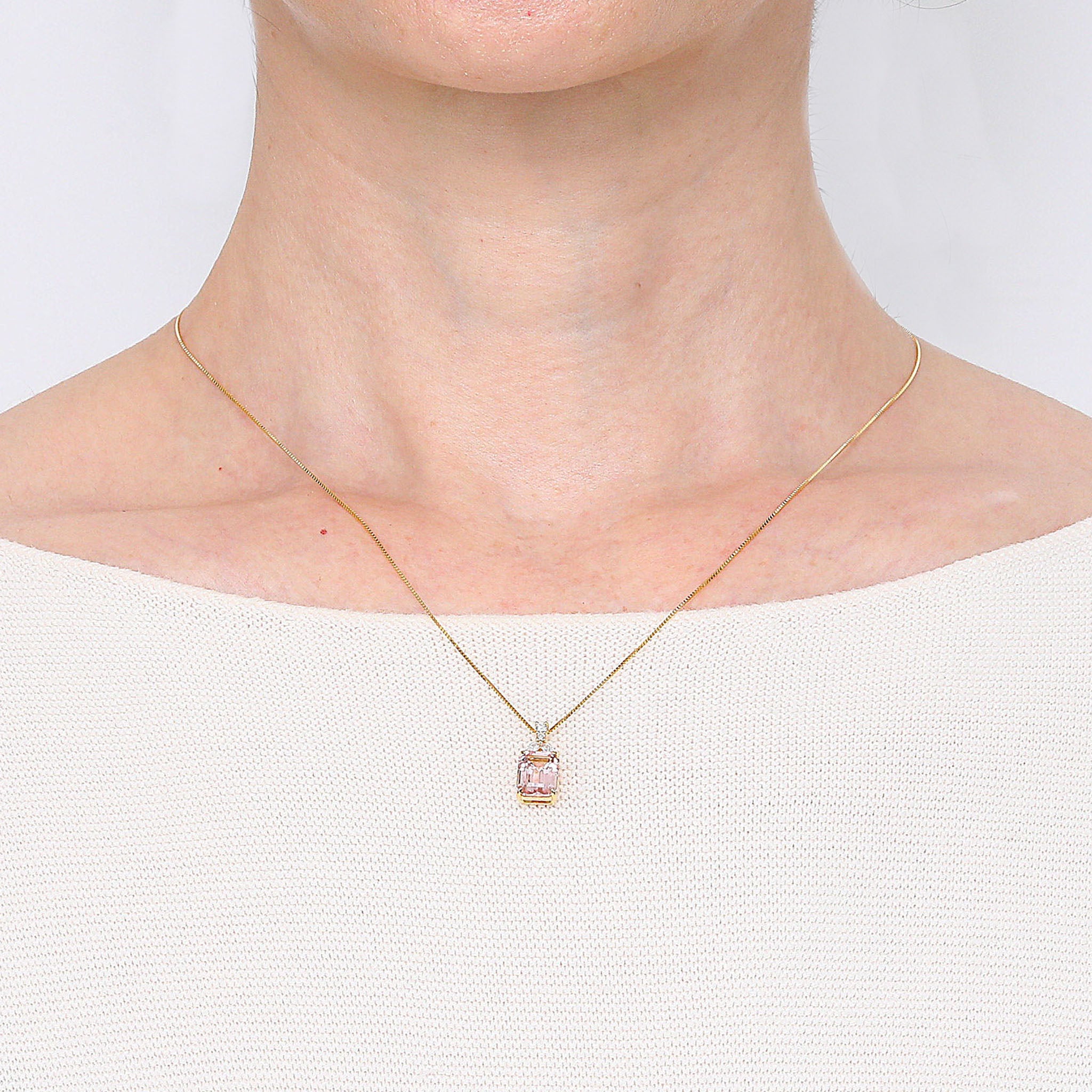 【限定1点】モルガナイト/ダイヤモンド K18ネックレス(2.09カラット/エメラルドカット/4月誕生石)《26A01606》