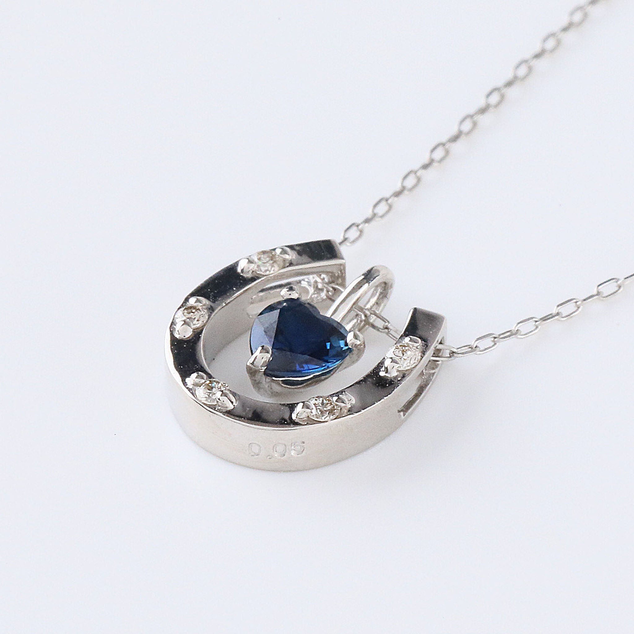 サファイア/ダイヤモンド プラチナネックレス(馬蹄モチーフ/3Way/9月誕生石)《26A01905》