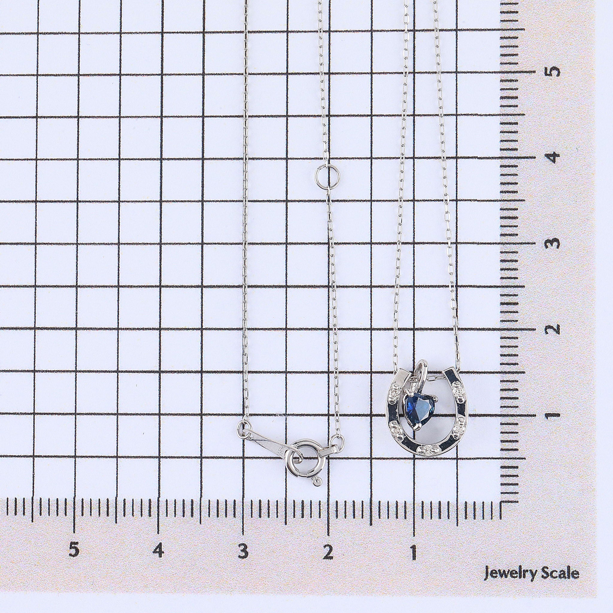 サファイア/ダイヤモンド プラチナネックレス(馬蹄モチーフ/3Way/9月誕生石)《26A01905》