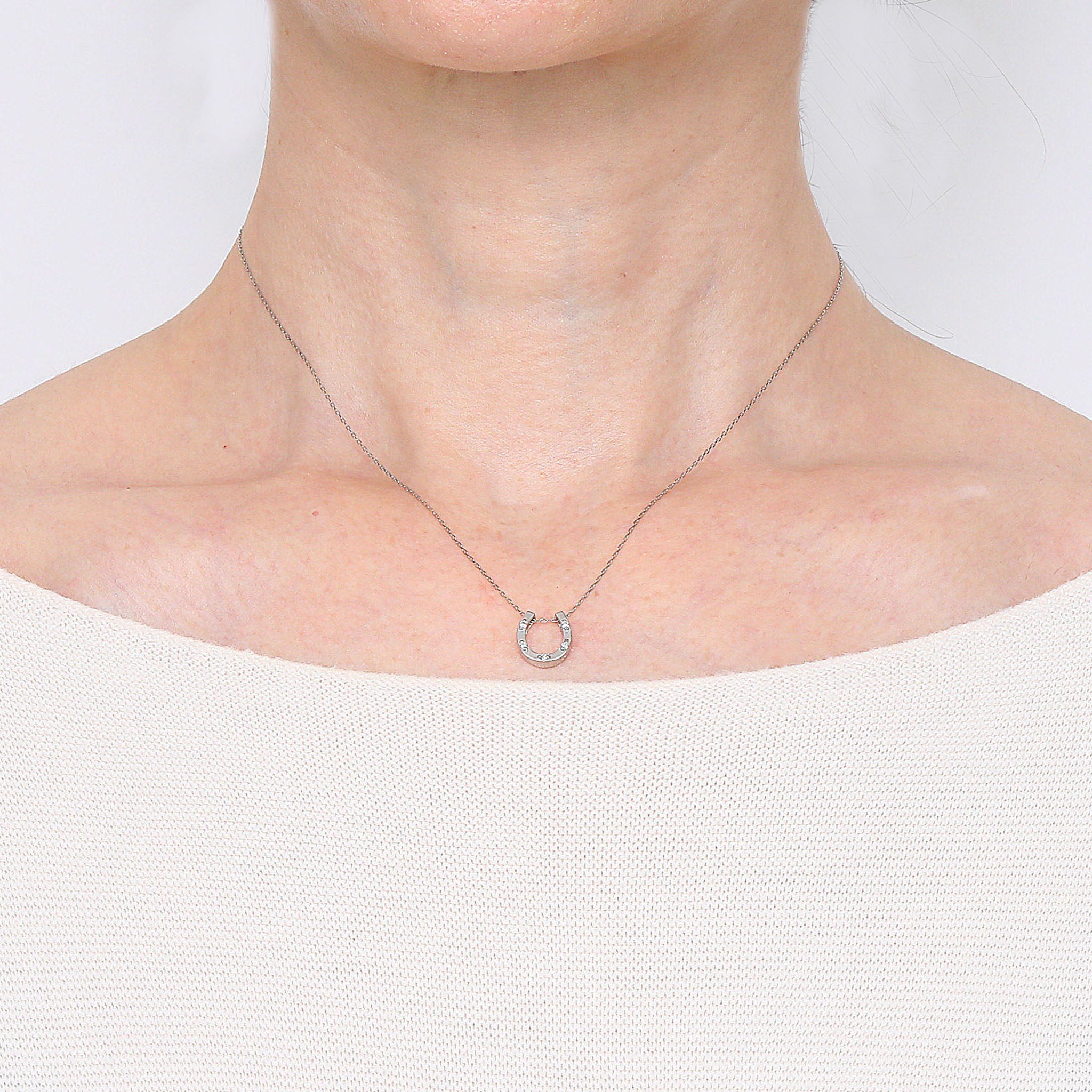 サファイア/ダイヤモンド プラチナネックレス(馬蹄モチーフ/3Way/9月誕生石)《26A01905》