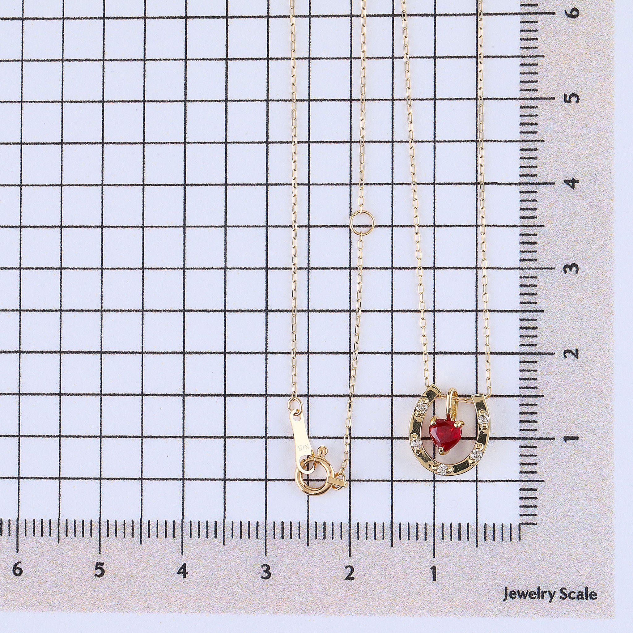 ルビー/ダイヤモンド K18ネックレス(馬蹄モチーフ3Way/7月誕生石)《26A01906》