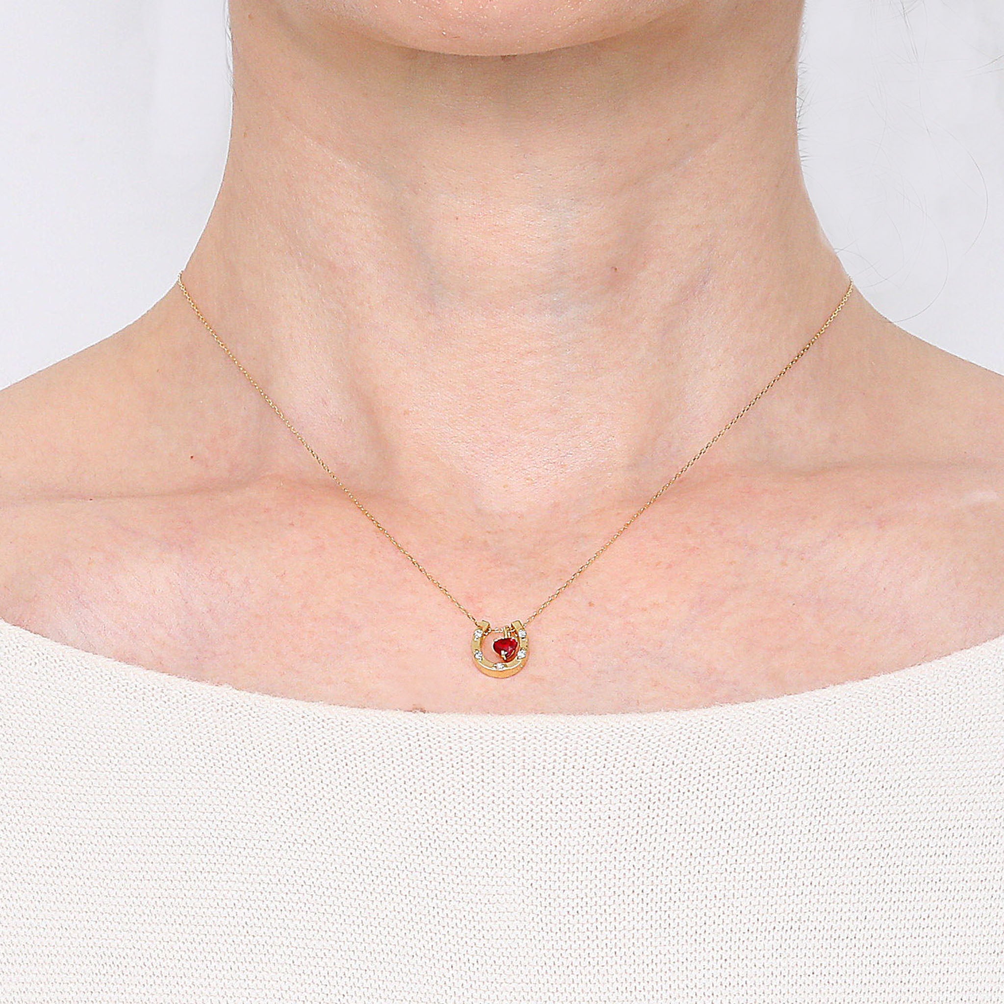 ルビー/ダイヤモンド K18ネックレス(馬蹄モチーフ3Way/7月誕生石)《26A01906》