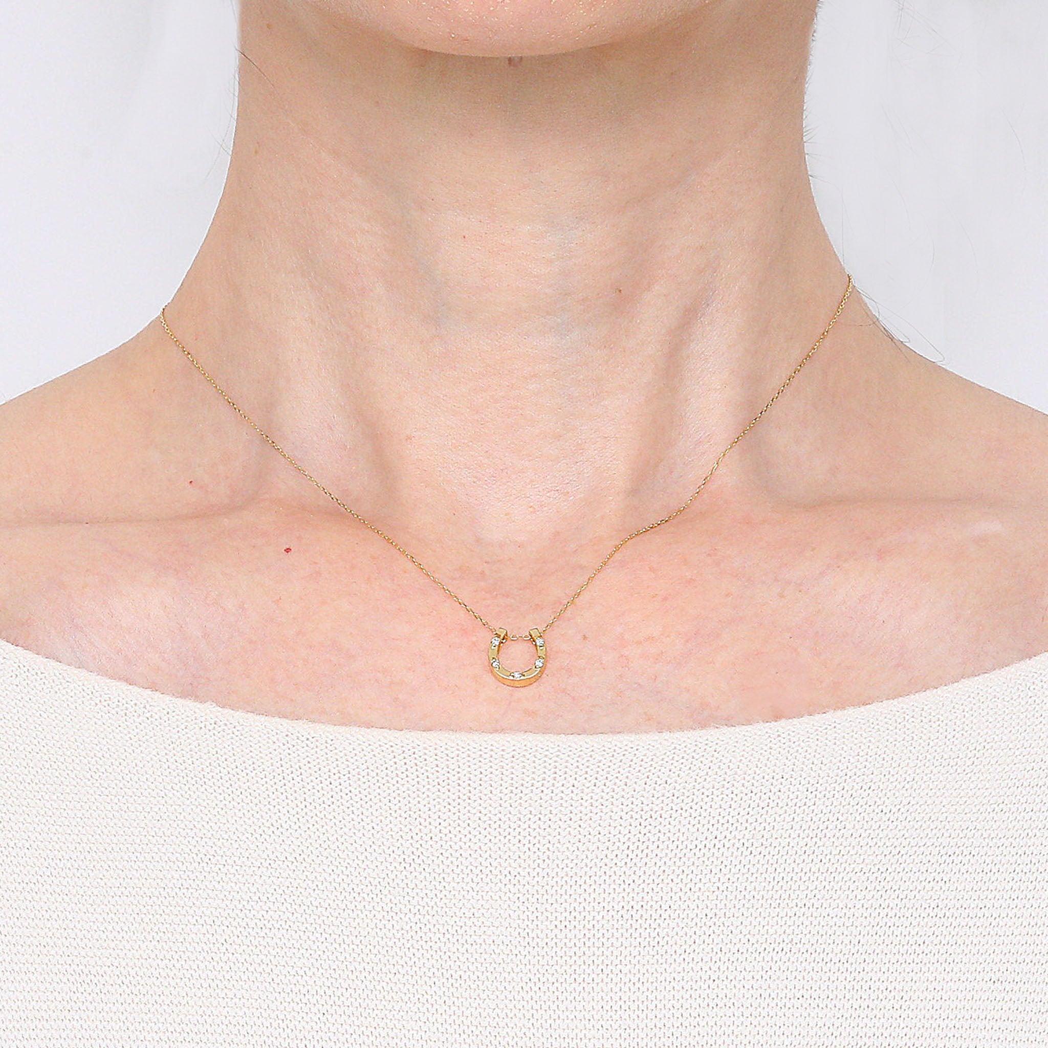 ルビー/ダイヤモンド K18ネックレス(馬蹄モチーフ3Way/7月誕生石)《26A01906》